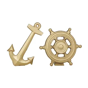 1 PIECE GOLD ALUMINUM ANCHOR FREESTANDING BOOKENDS,