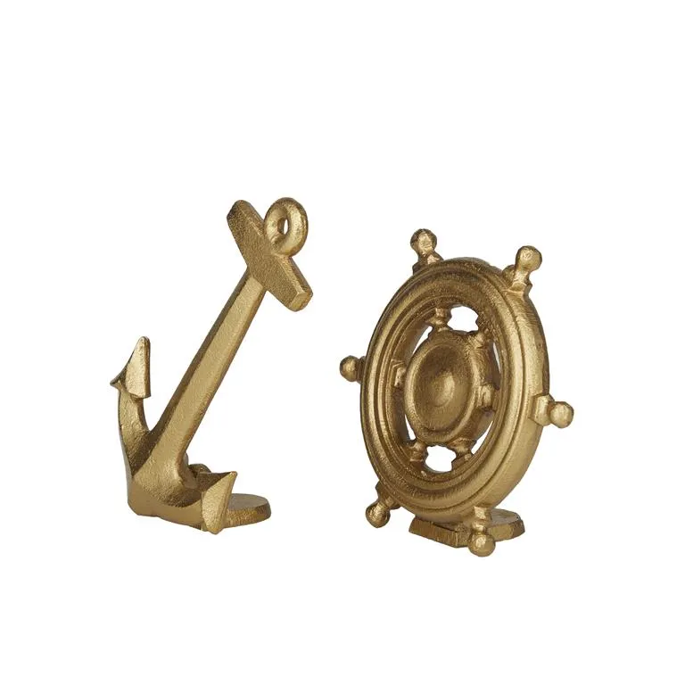 1 PIECE GOLD ALUMINUM ANCHOR FREESTANDING BOOKENDS,