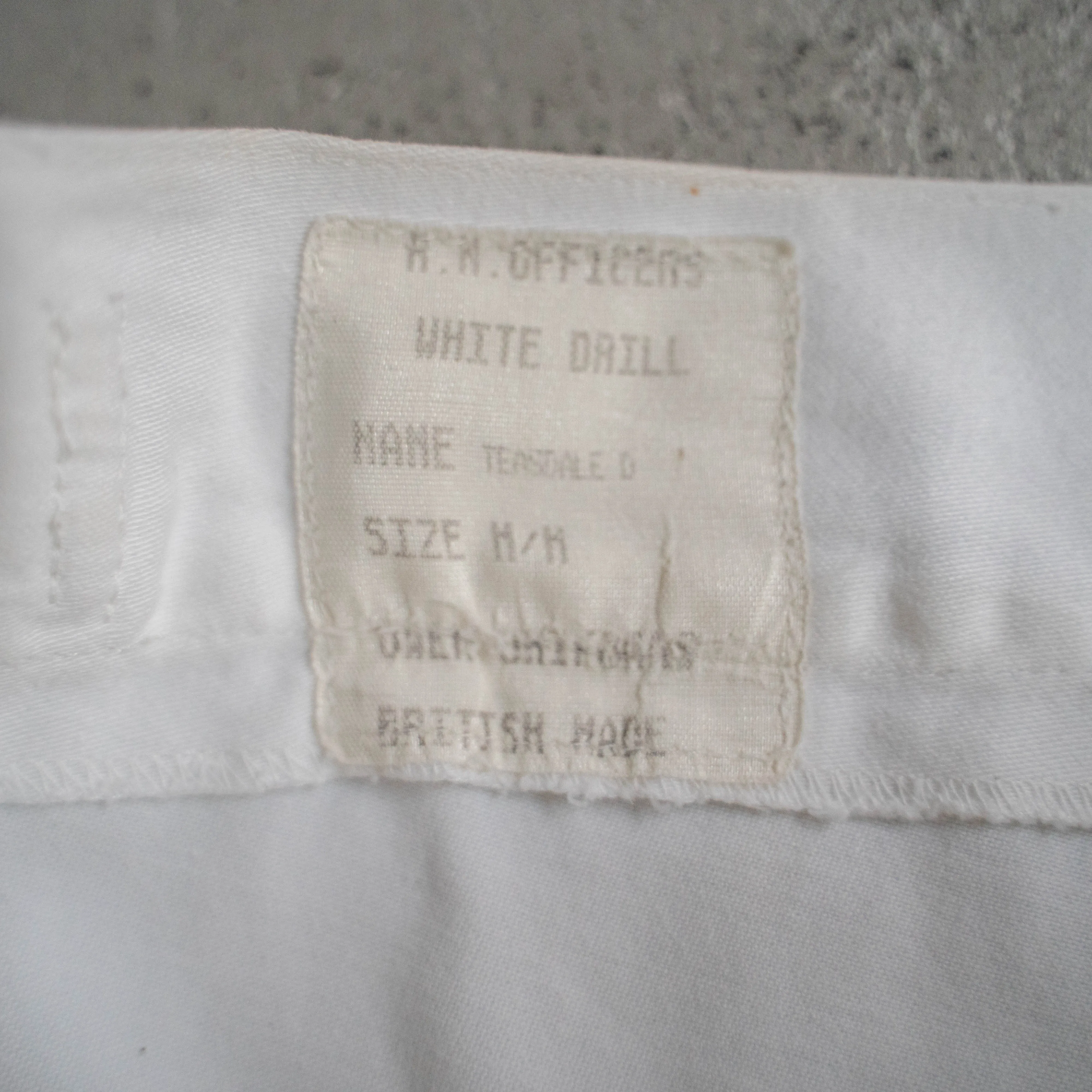 1960s Royal Navy white drill chino slacks -with adjuster-