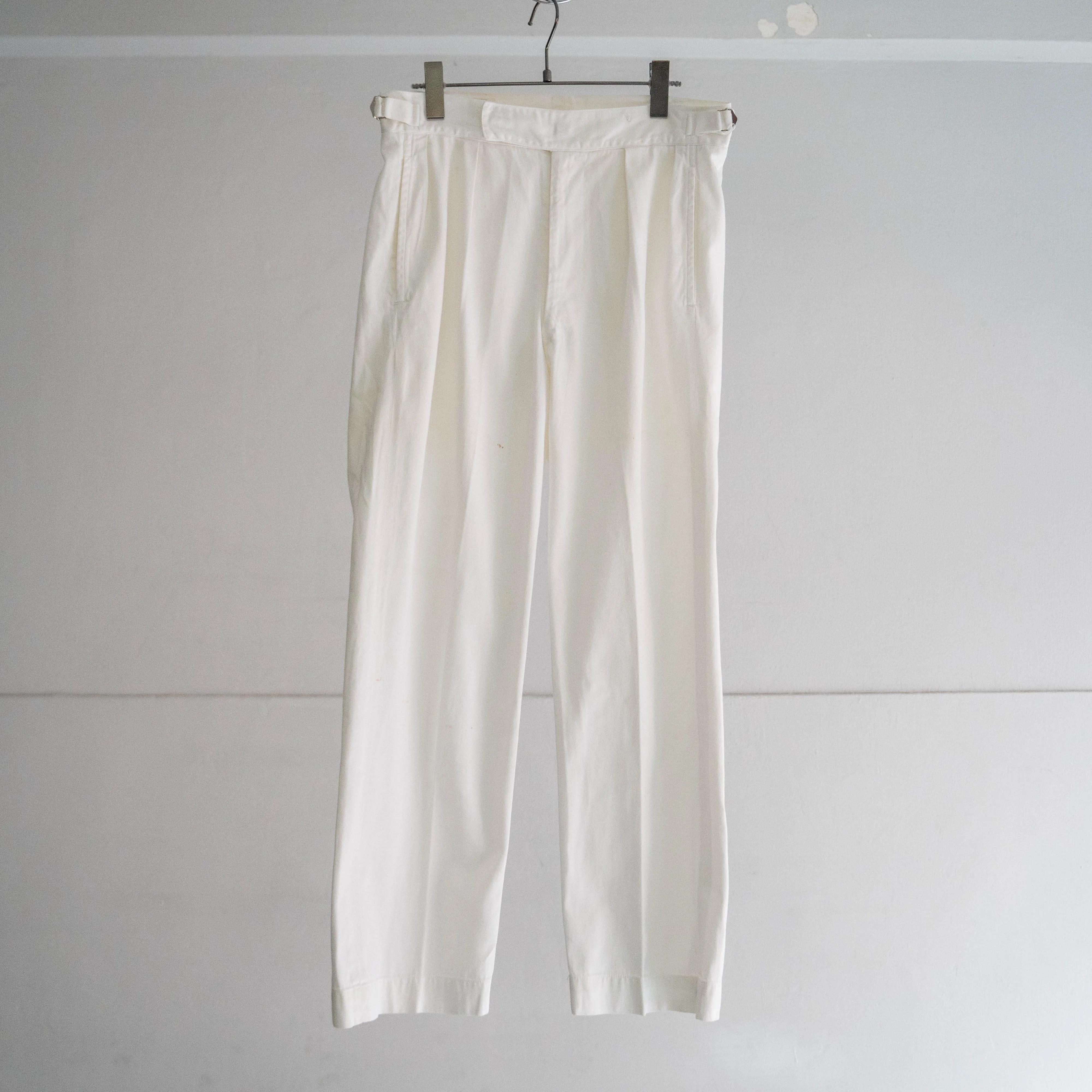 1960s Royal Navy white drill chino slacks -with adjuster-