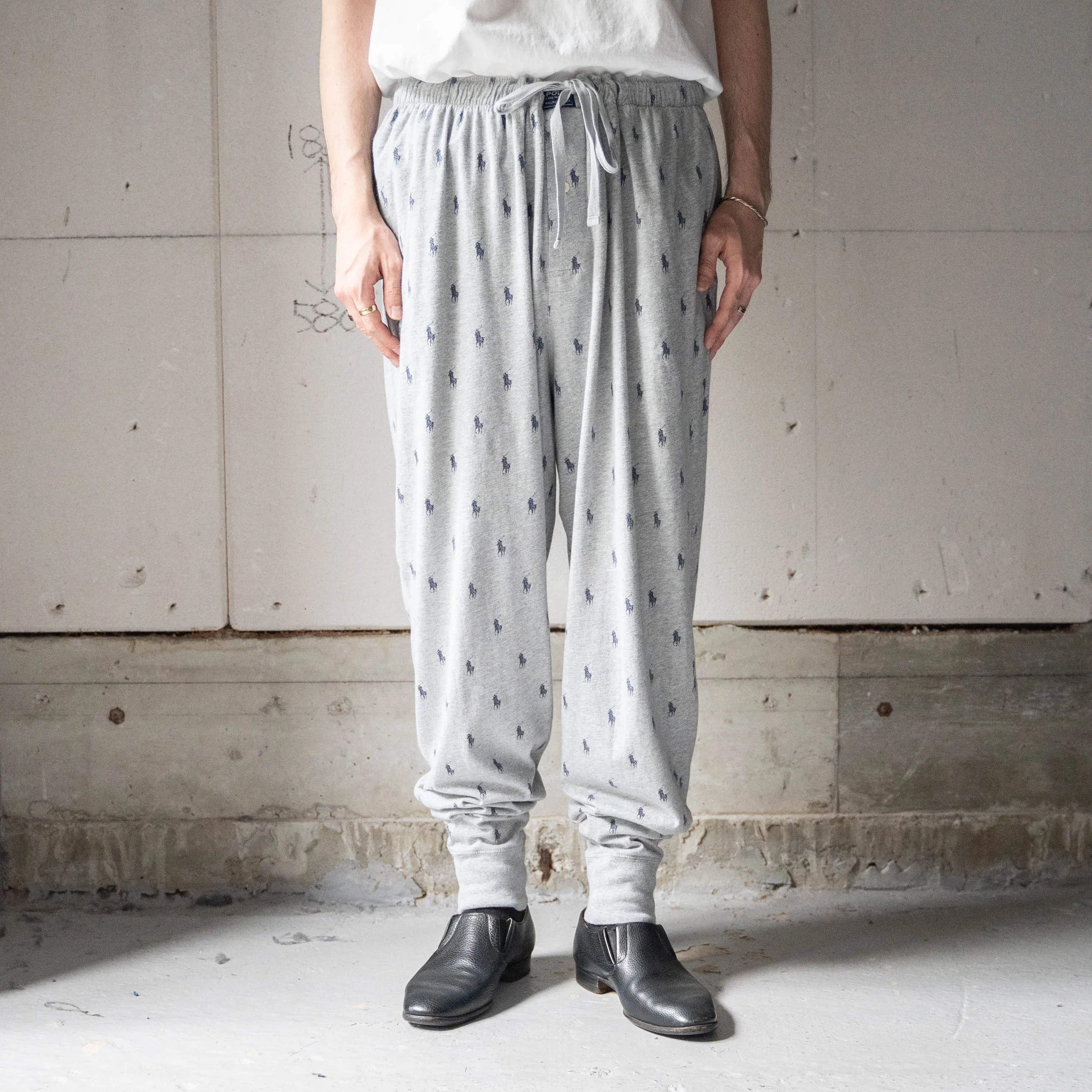 1990-00s gray color all-over-pattern pajama pants 'POLO Ralph Lauren'