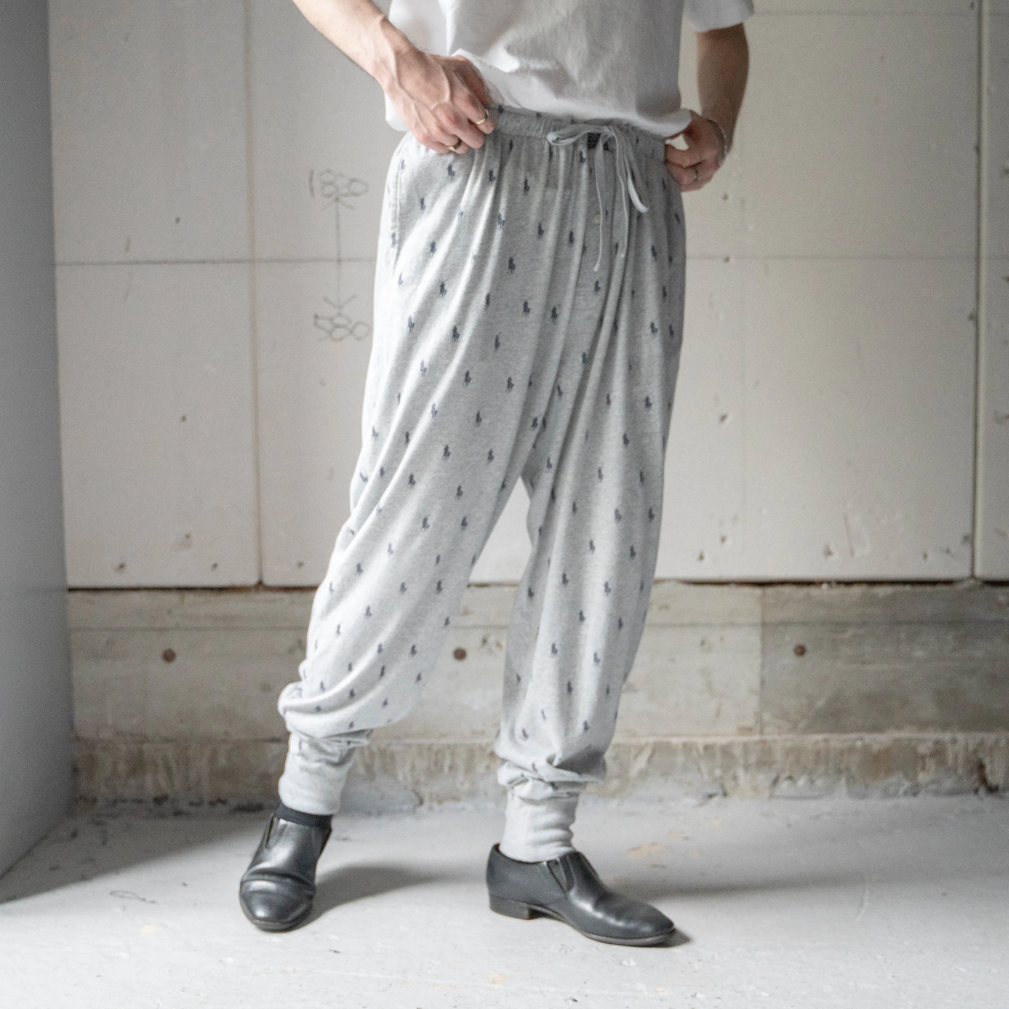 1990-00s gray color all-over-pattern pajama pants 'POLO Ralph Lauren'