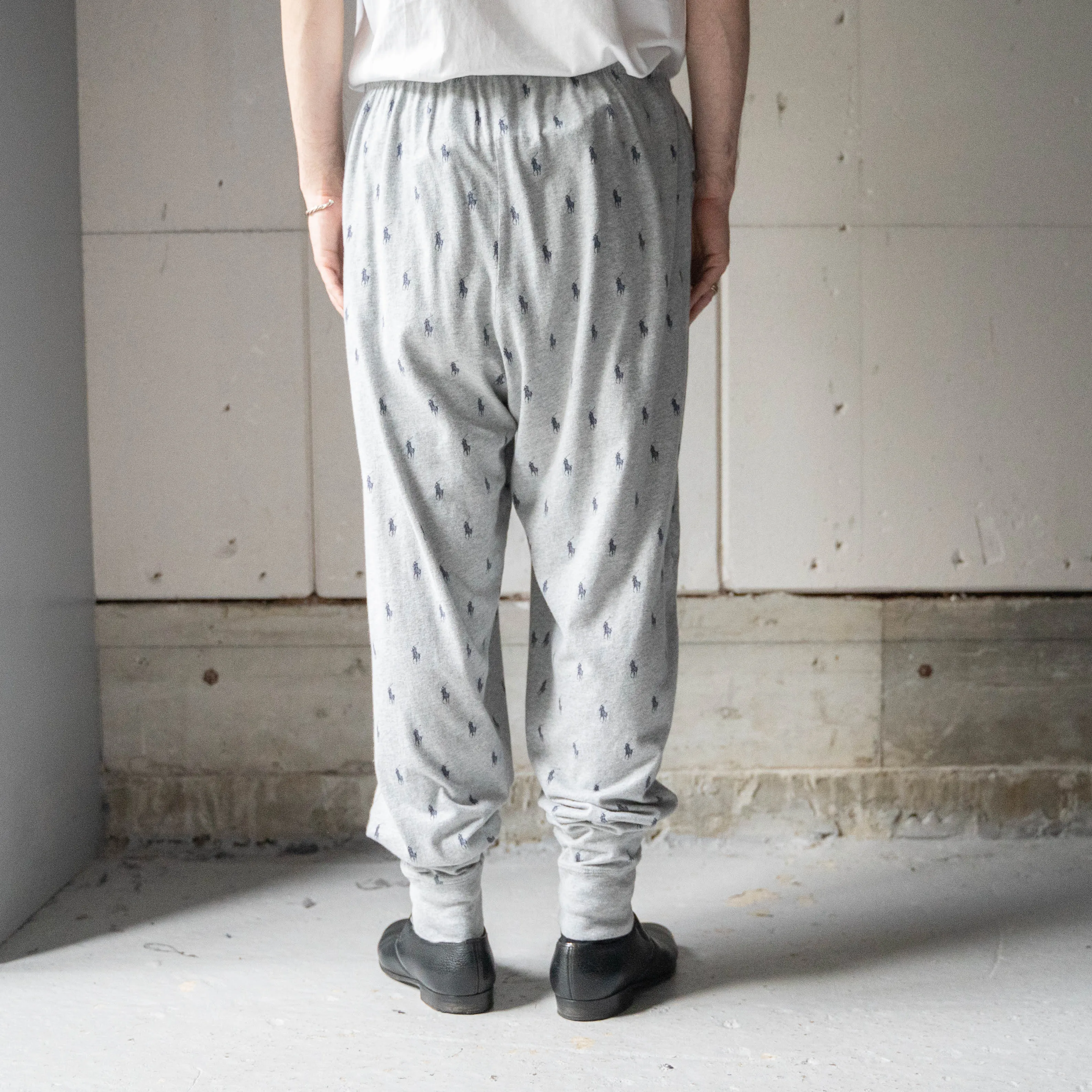 1990-00s gray color all-over-pattern pajama pants 'POLO Ralph Lauren'