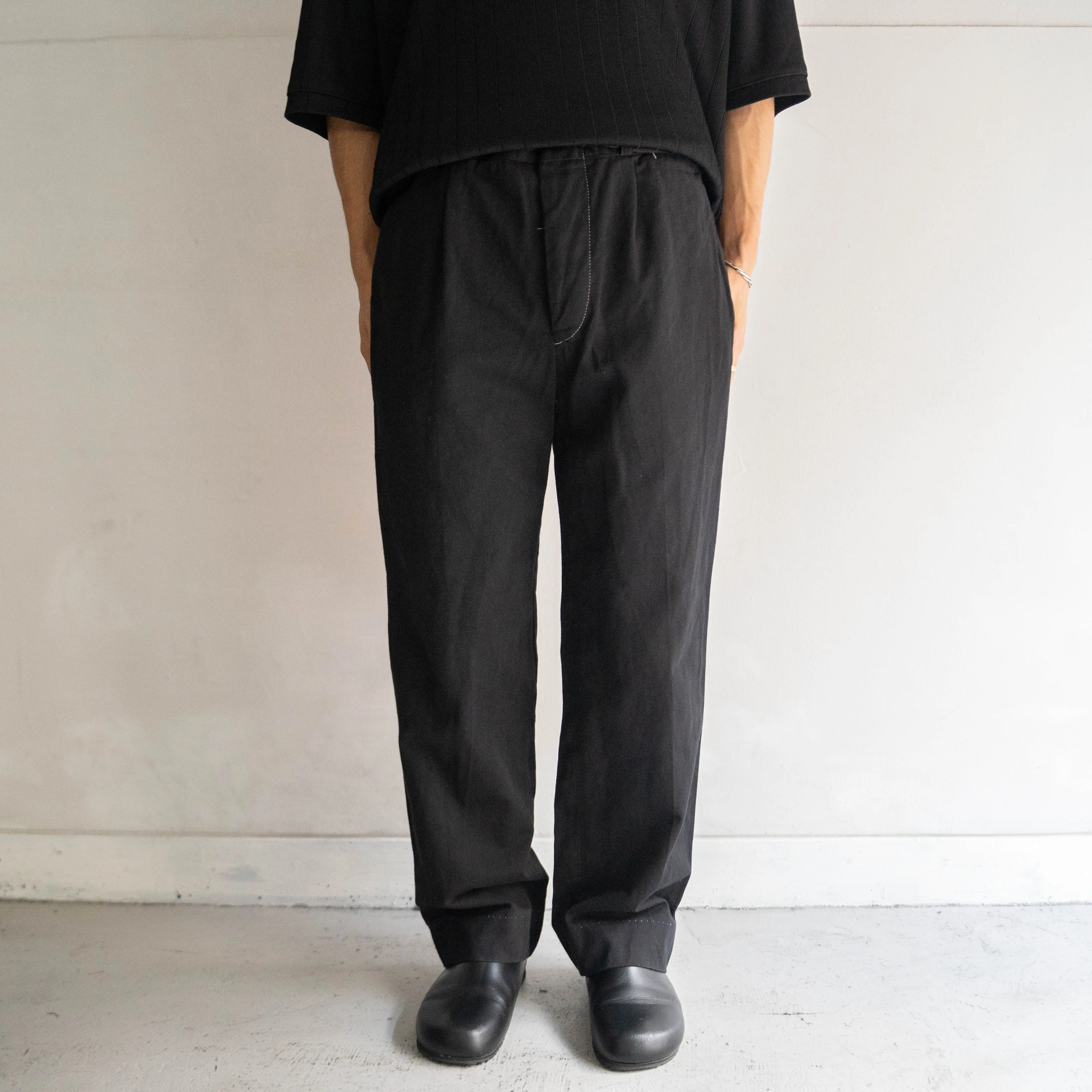 1990-00s Italian military chino slacks -black dyed- 'dead stock'