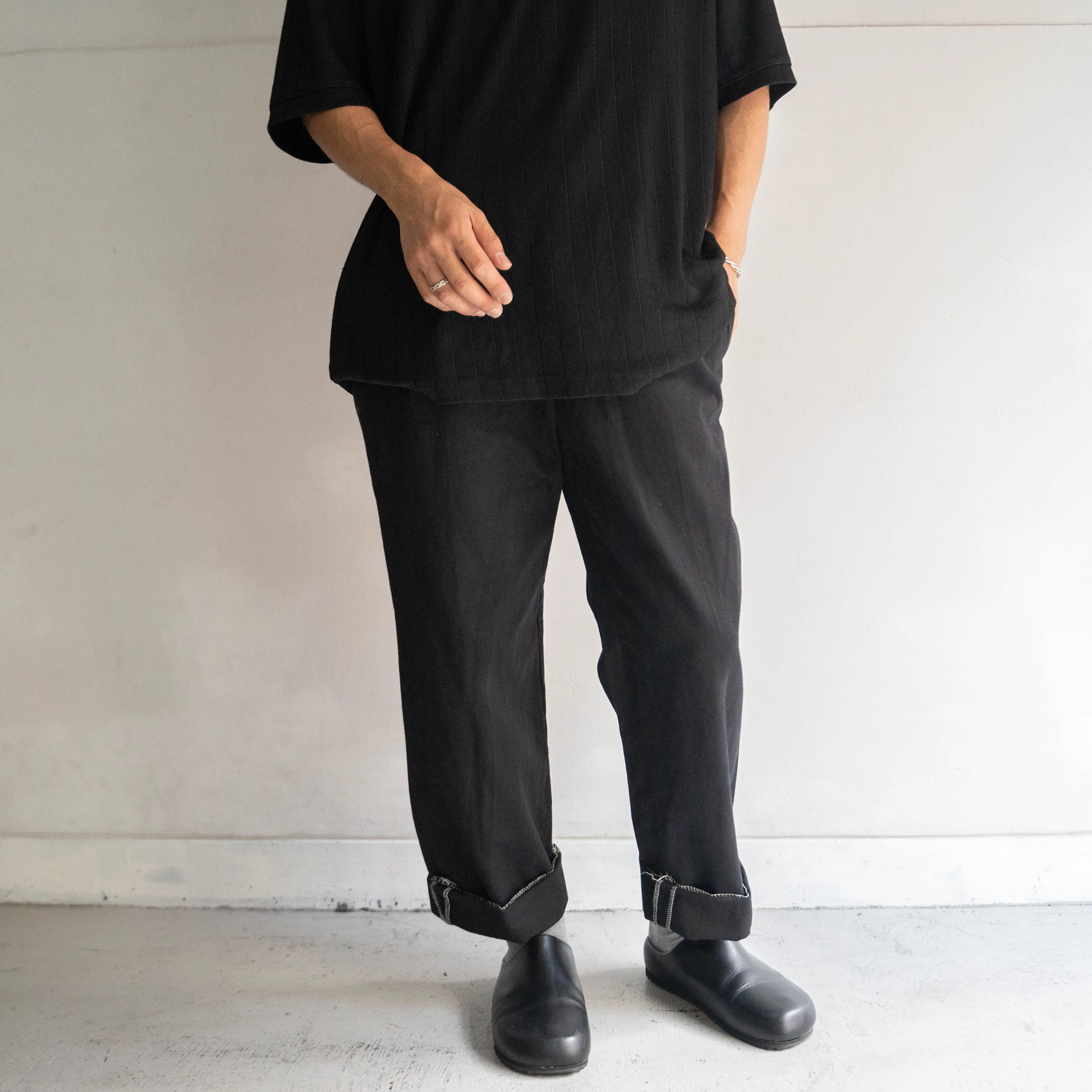 1990-00s Italian military chino slacks -black dyed- 'dead stock'