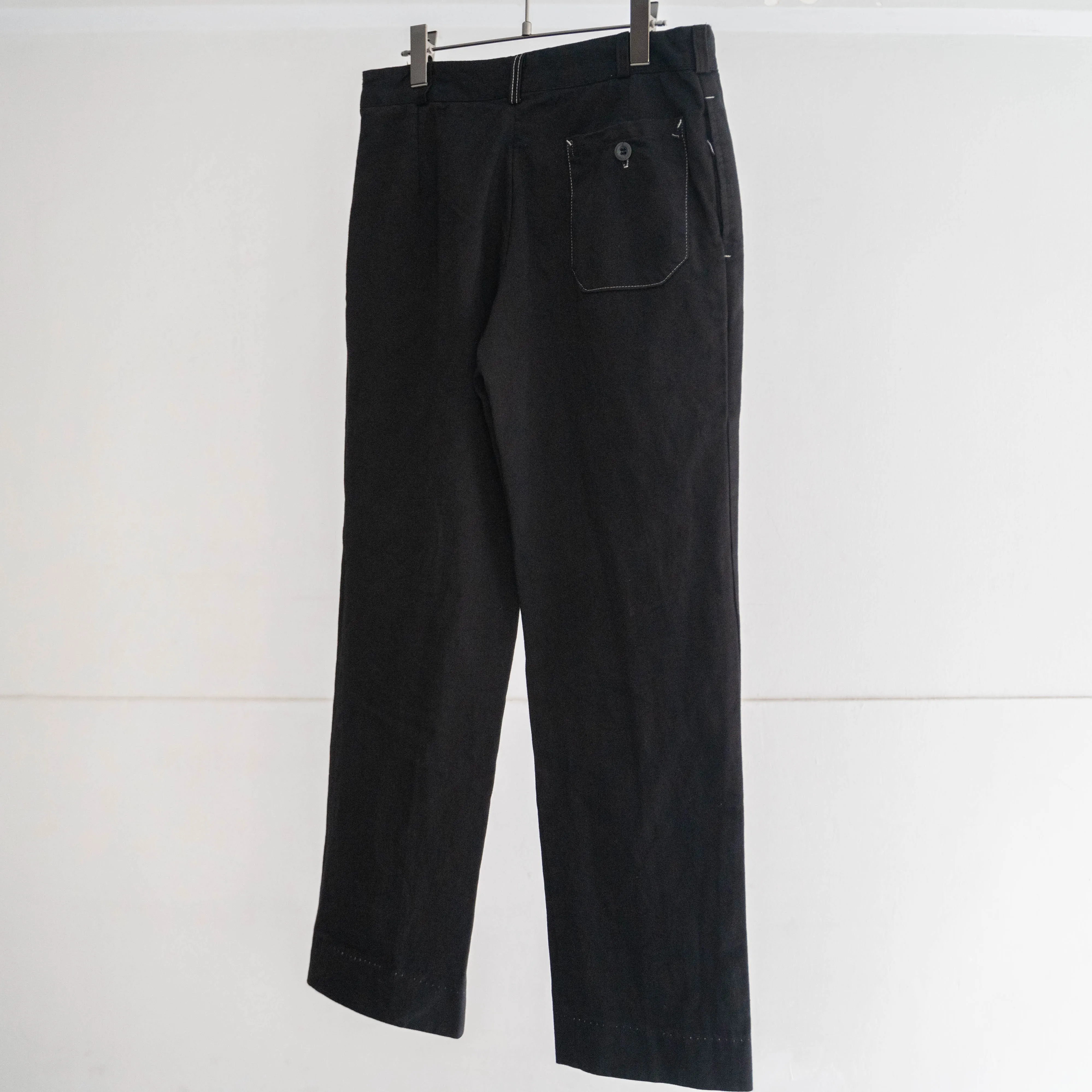 1990-00s Italian military chino slacks -black dyed- 'dead stock'