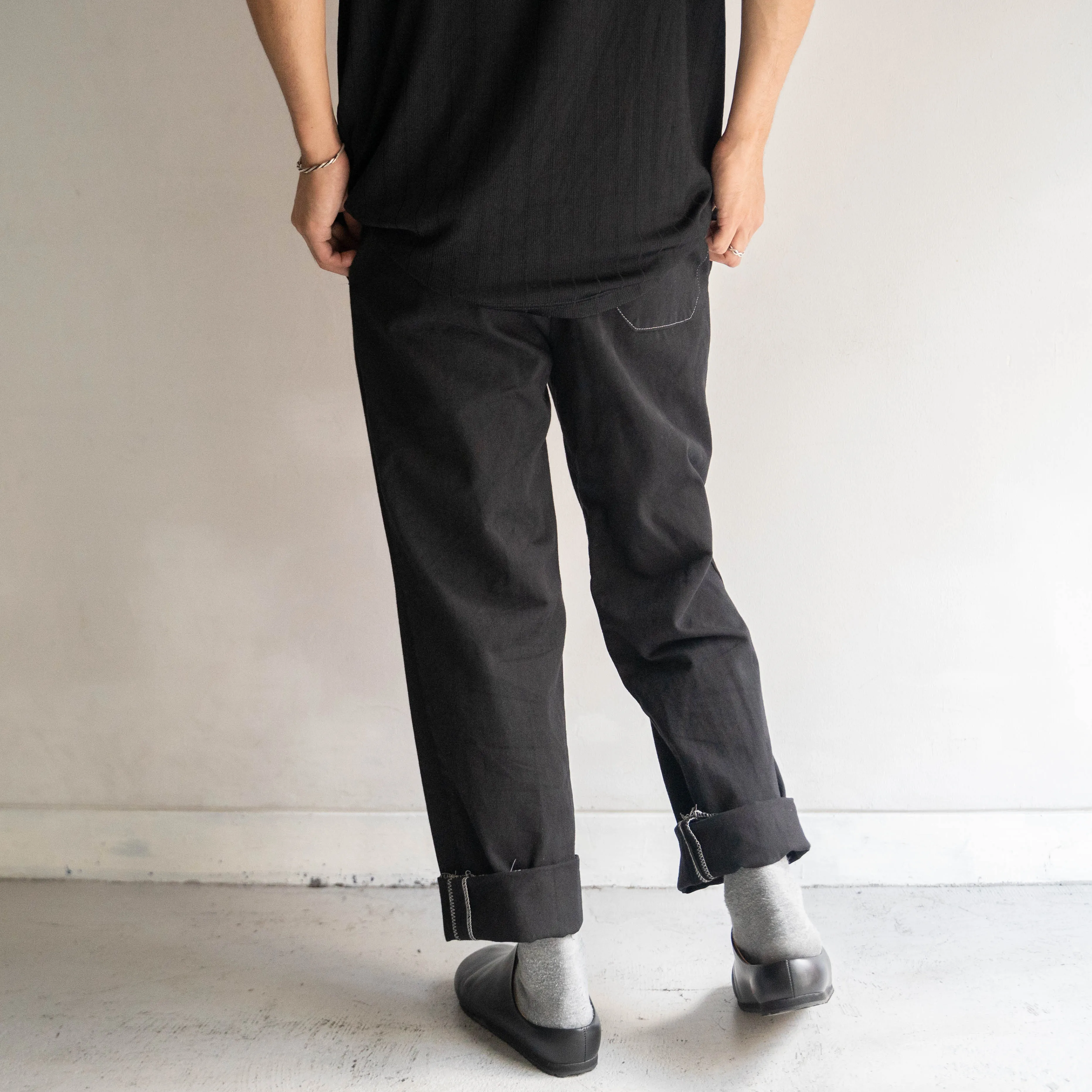 1990-00s Italian military chino slacks -black dyed- 'dead stock'