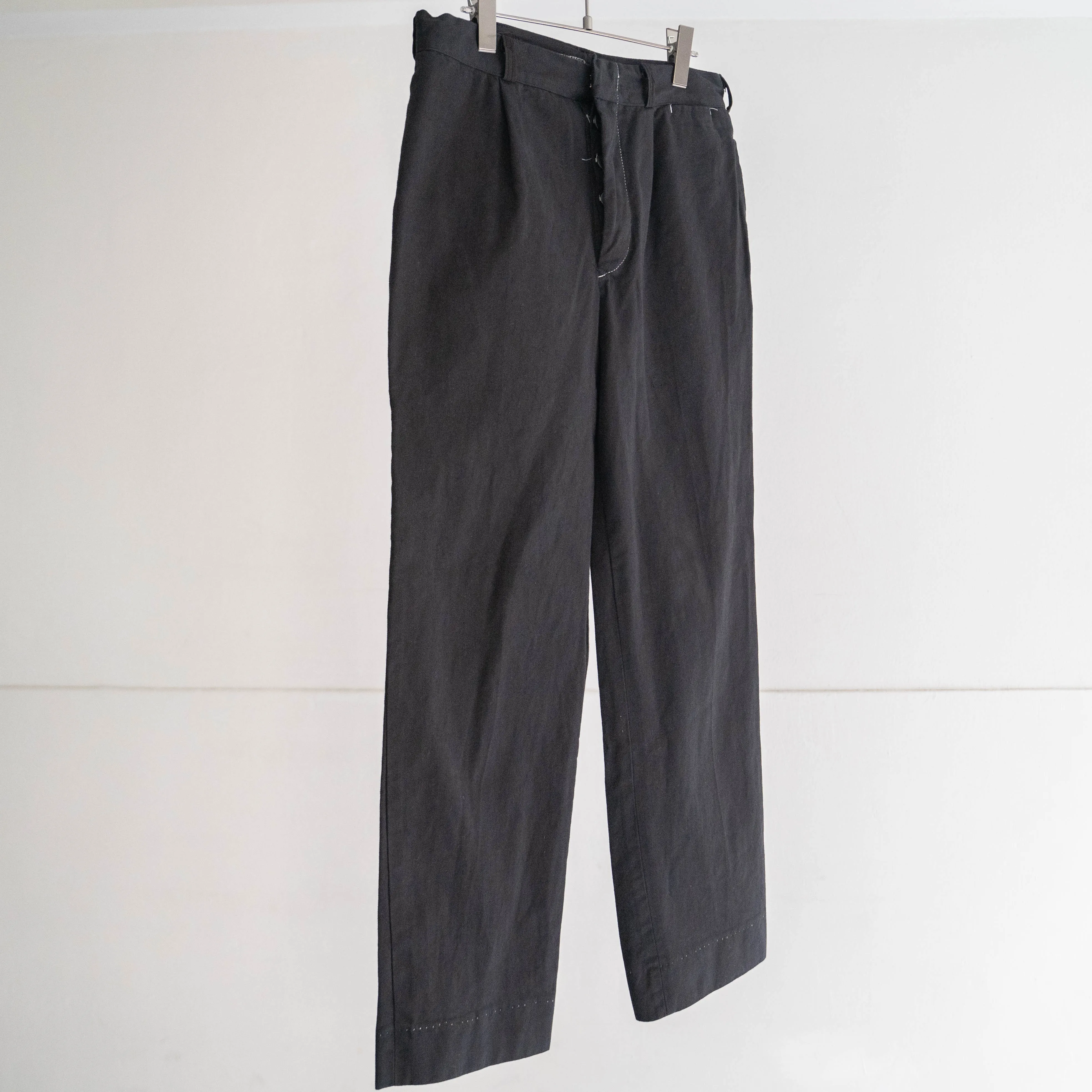 1990-00s Italian military chino slacks -black dyed- 'dead stock'