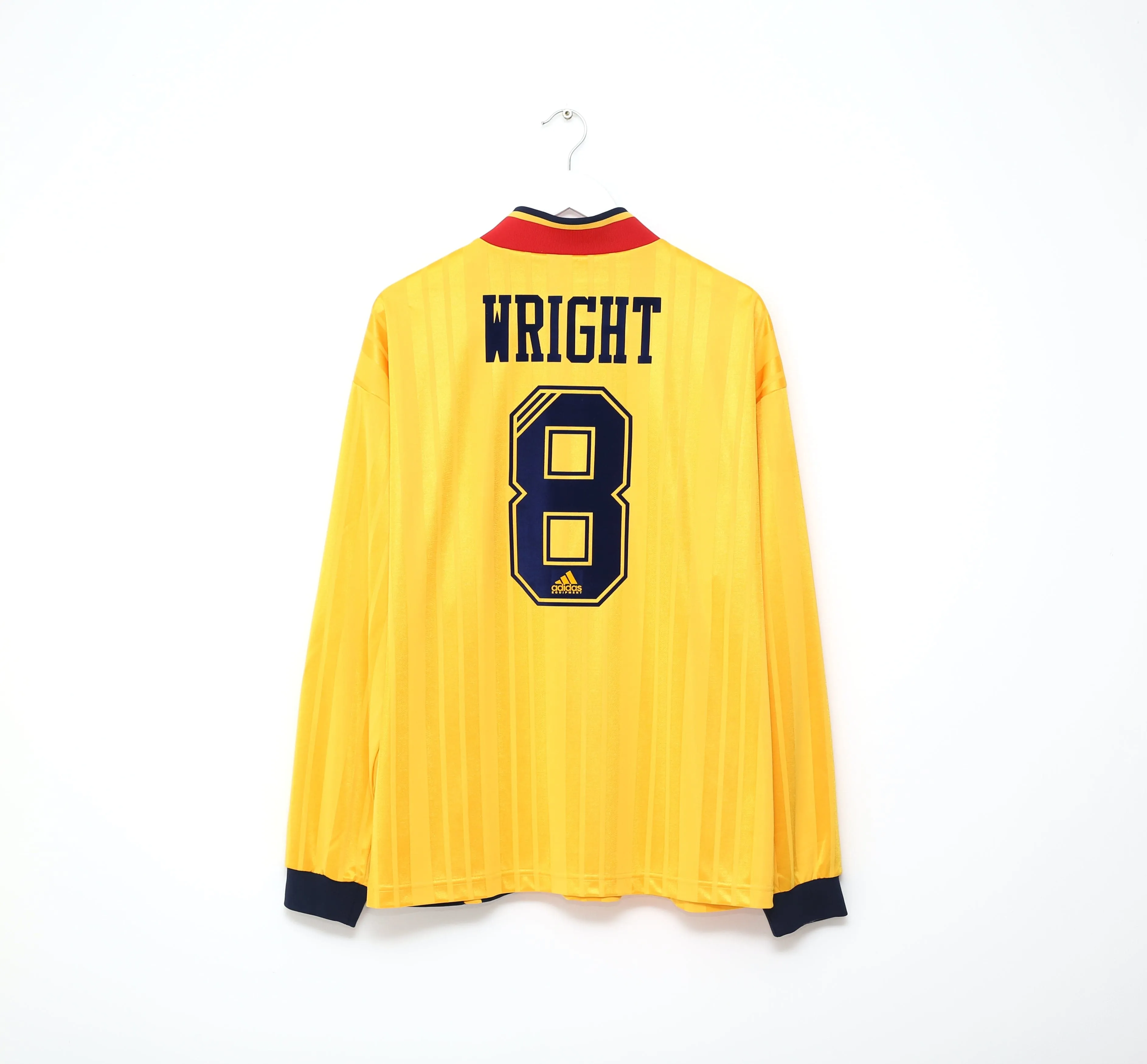 1993/94 WRIGHT #8 Arsenal Retro adidas Equipment LS Away Football Shirt (L/XL)