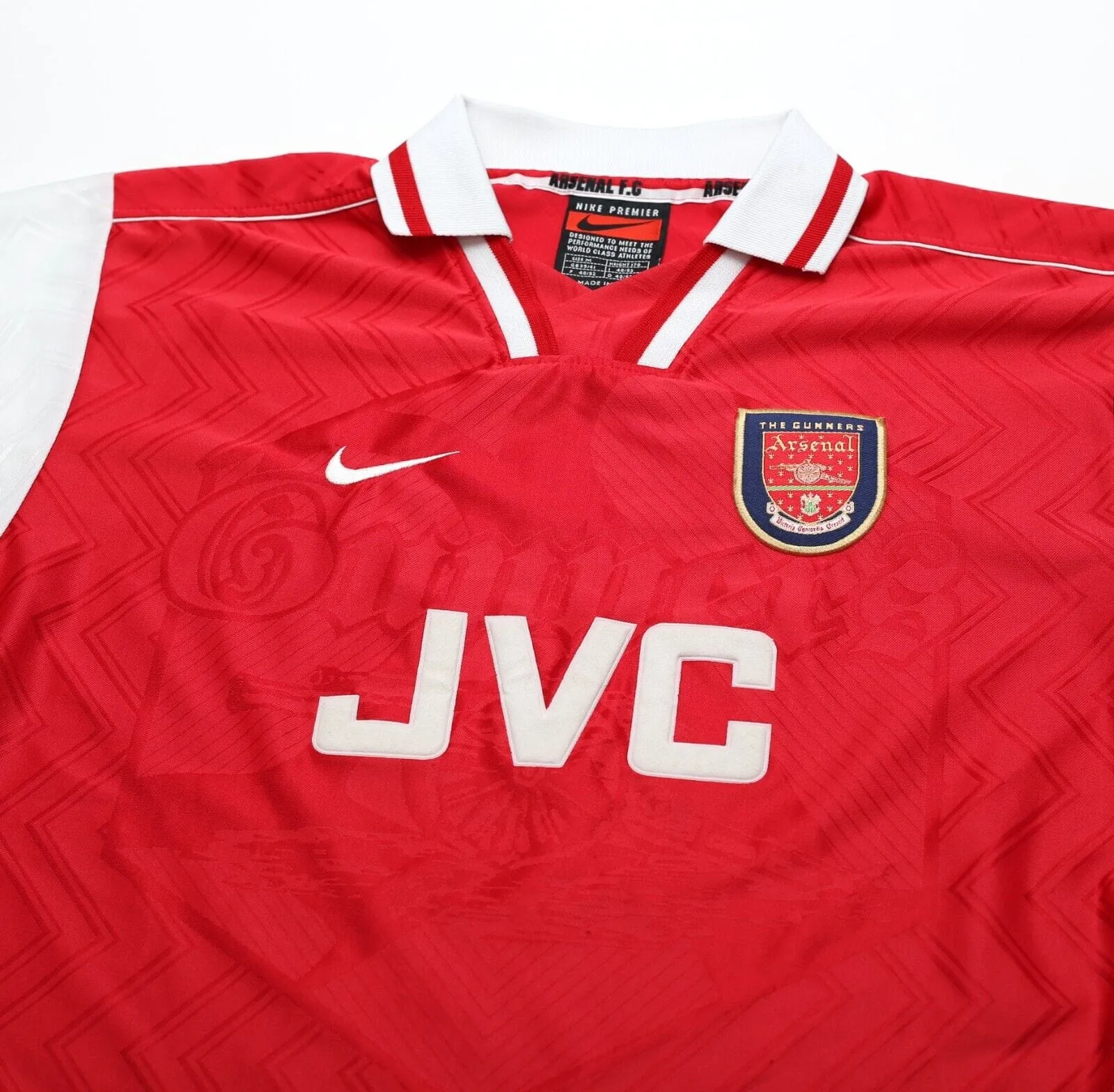 1996/98 WRIGHT #8 Arsenal Vintage Nike Home Football Shirt Jersey (M)