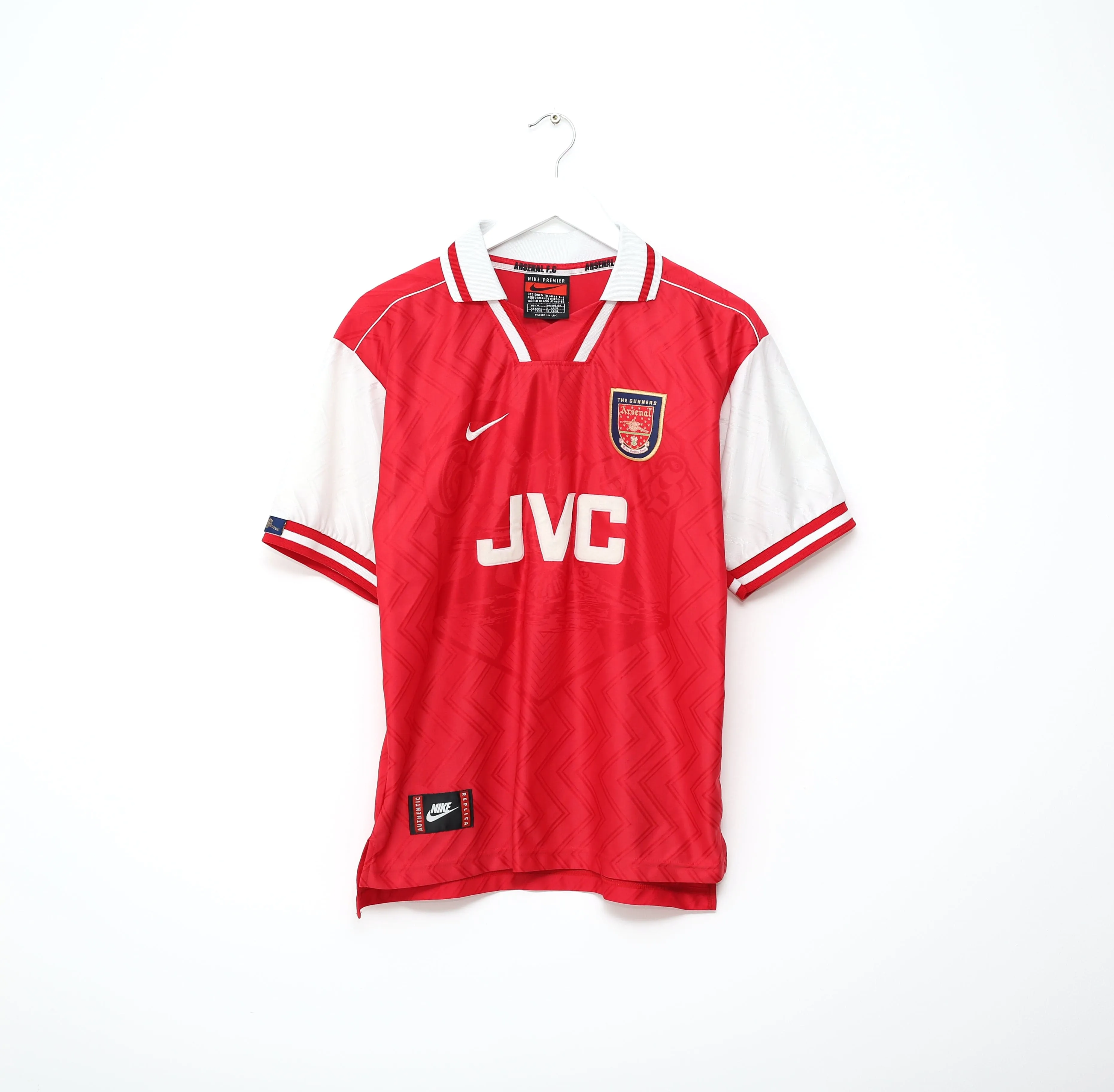 1996/98 WRIGHT #8 Arsenal Vintage Nike Home Football Shirt Jersey (M)