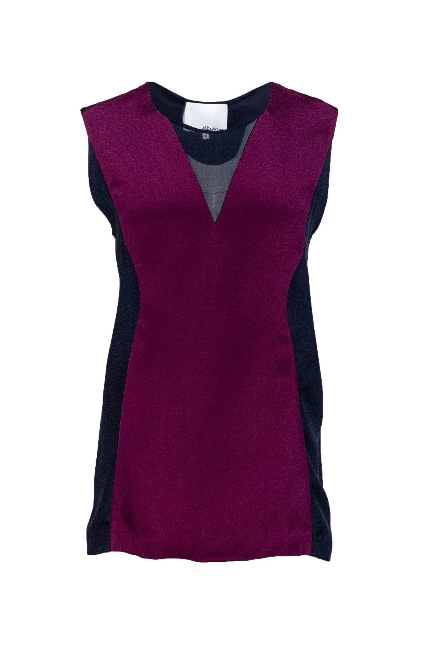 3.1 Phillip Lim - Navy & Purple Silk Sleeveless Top Sz 6