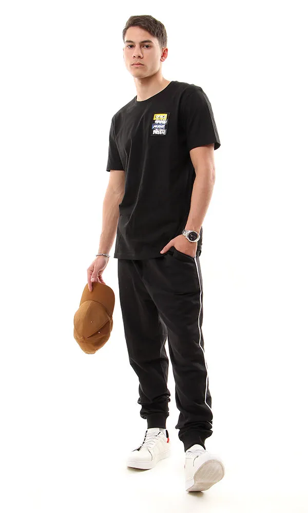 57887 Front Patch Black Short Sleeves T-Shirt