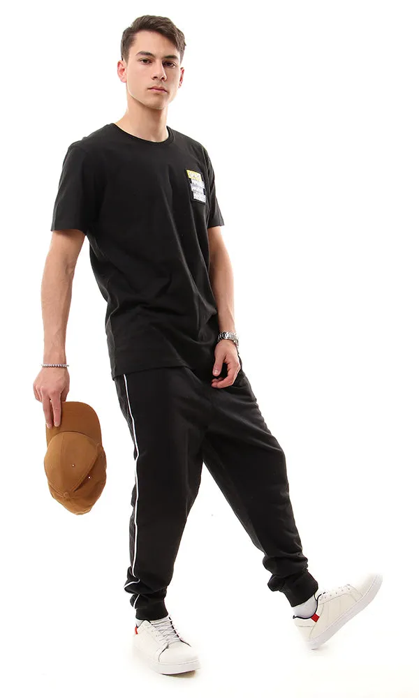 57887 Front Patch Black Short Sleeves T-Shirt