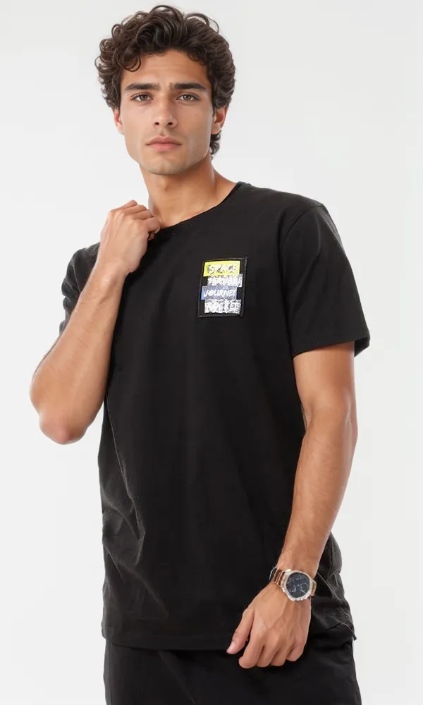 57887 Front Patch Black Short Sleeves T-Shirt