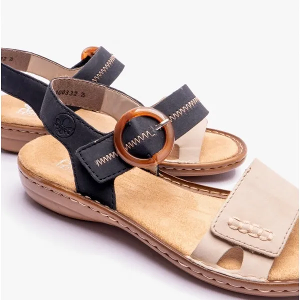 608Z3-62 Ladies Buckle Sandals Beige