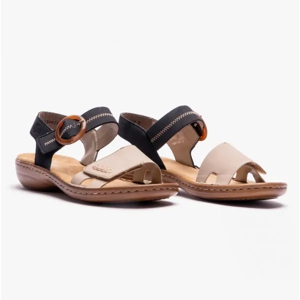 608Z3-62 Ladies Buckle Sandals Beige