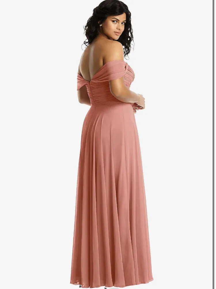 A-Line Off Shoulder Chiffon Bridesmaid Dresses Floor-length Party Dress