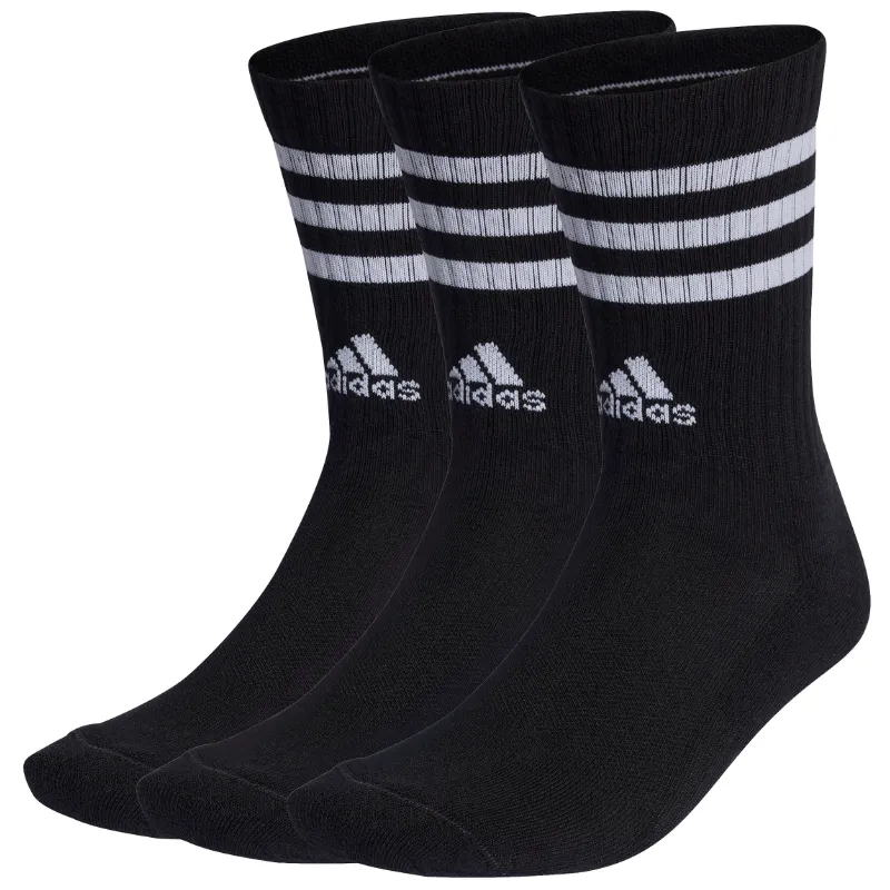 Adidas 3-Stripes Cushioned Crew Socks 3 Pairs - Black/White