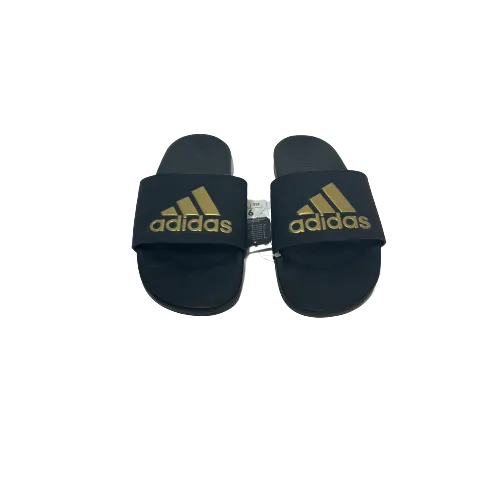 Adidas Black & Gold Adilette Slides | Brand New |