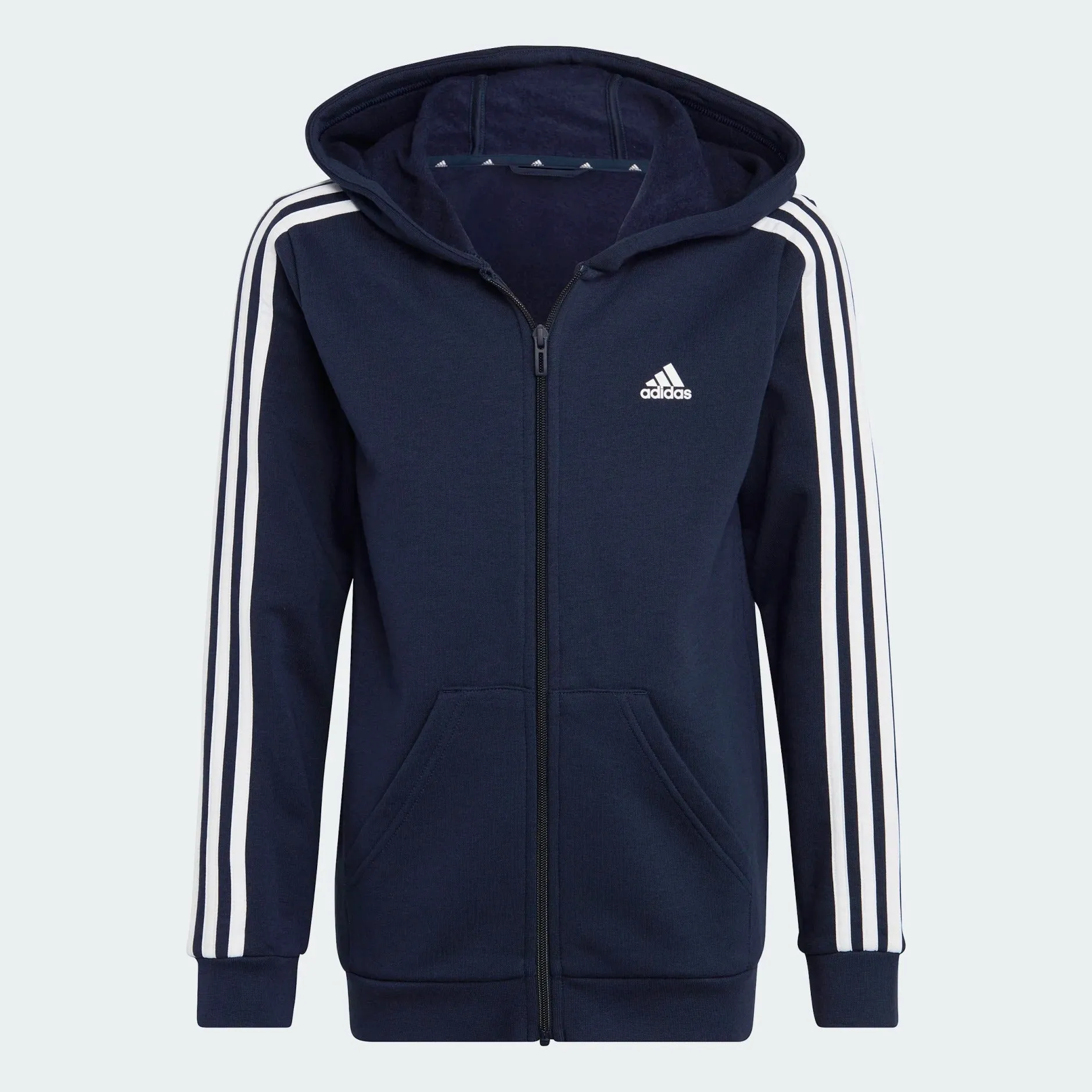 adidas Essentials 3-Stripes Fleece Full-Zip Kids Hoodie