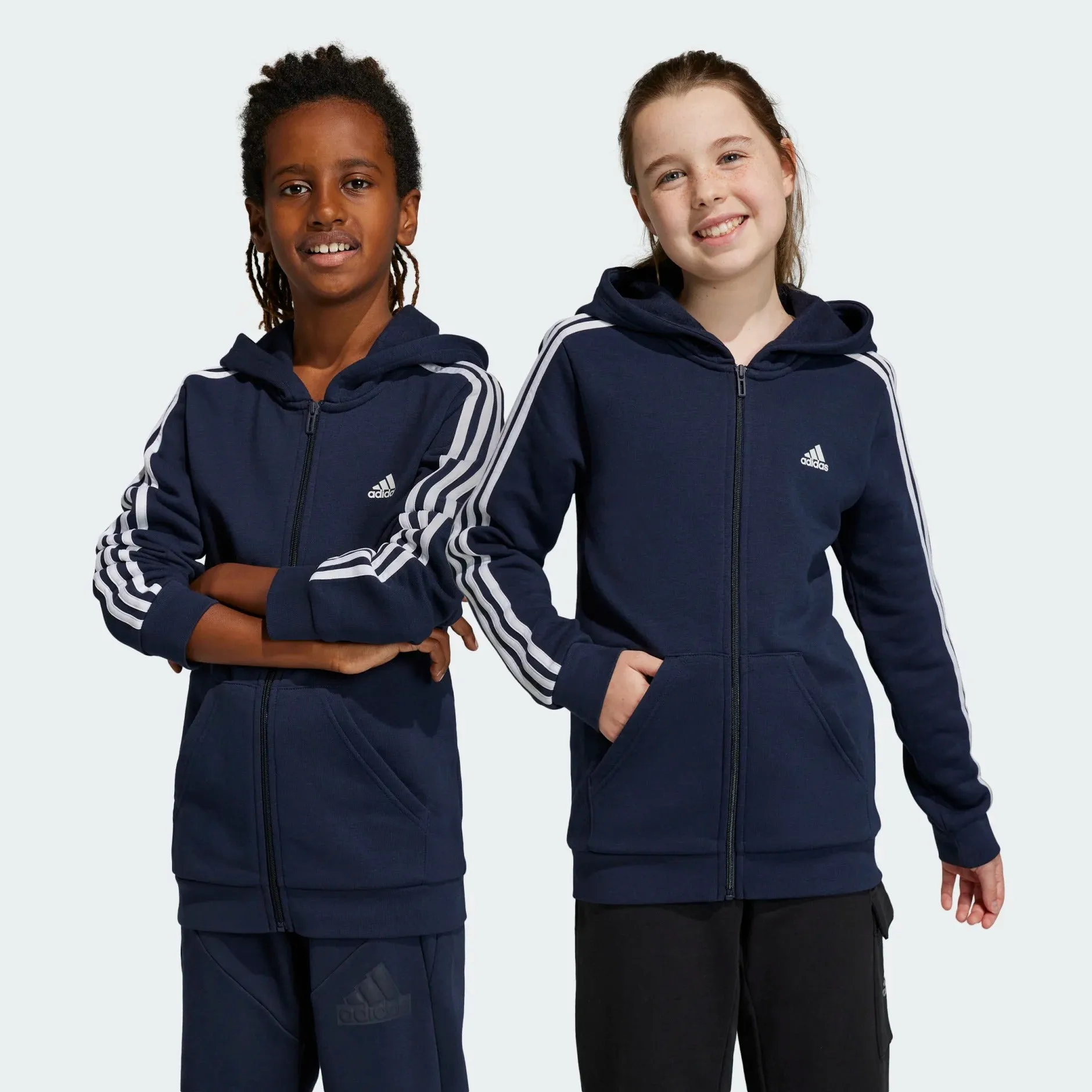 adidas Essentials 3-Stripes Fleece Full-Zip Kids Hoodie