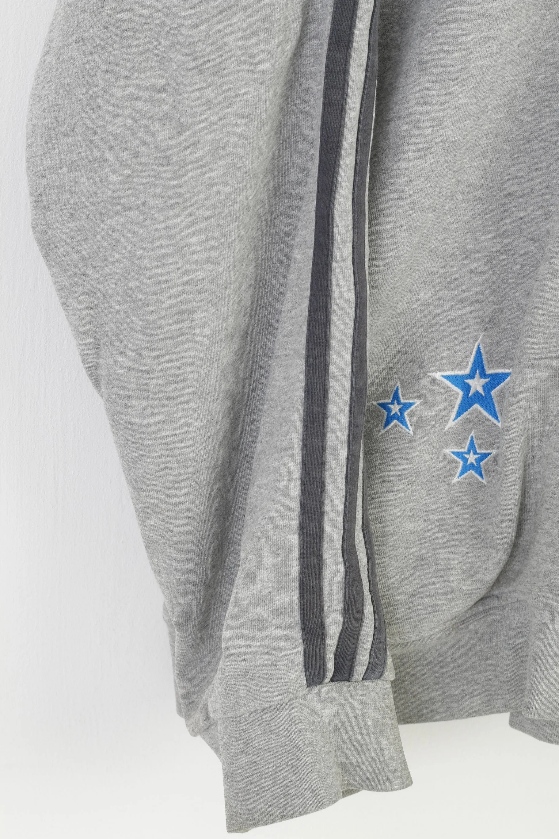 Adidas Men L Sweatshirt Grey Cotton Spar Stars Squad Hoodie Full Zipper Vintage Top