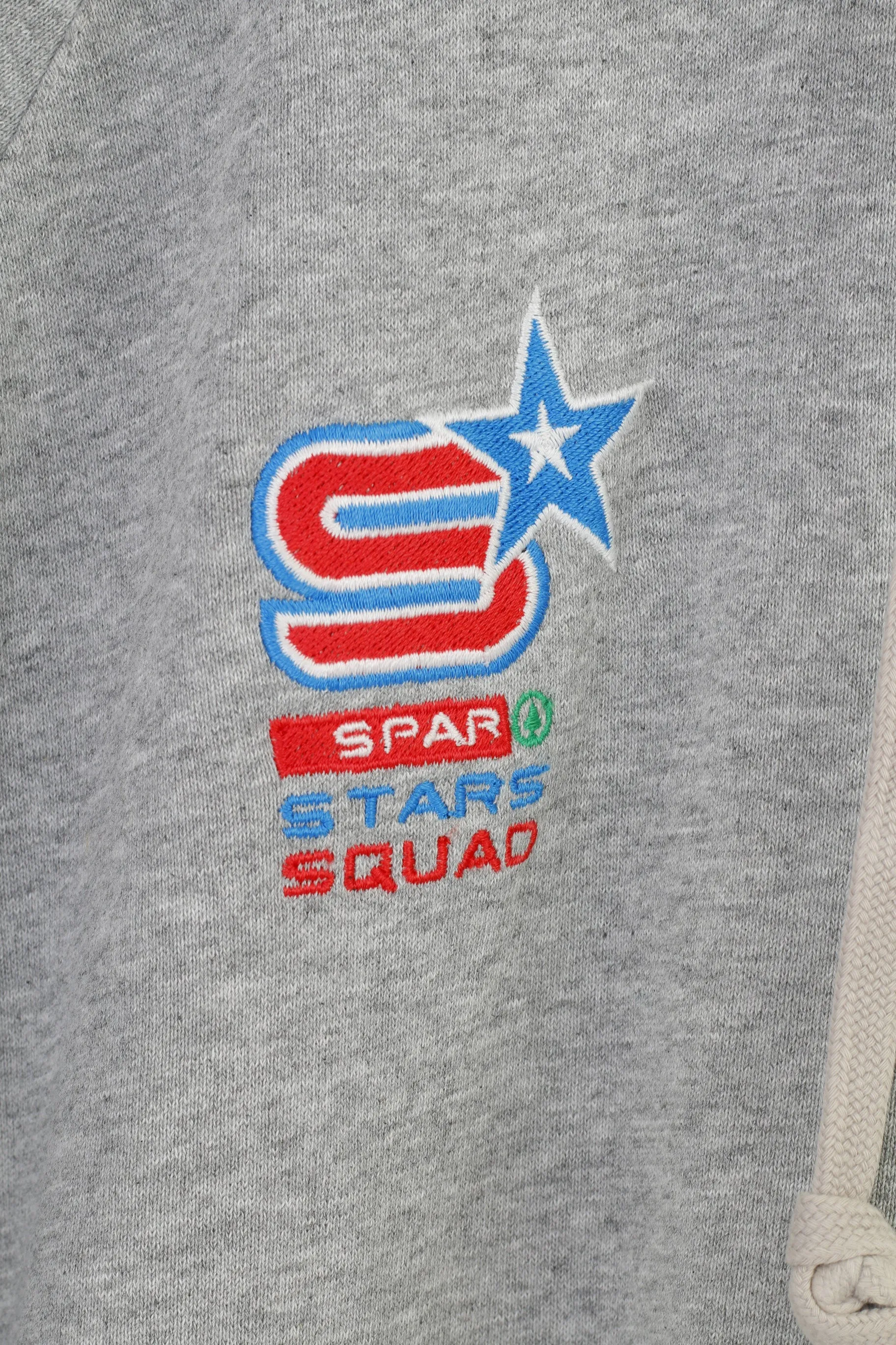 Adidas Men L Sweatshirt Grey Cotton Spar Stars Squad Hoodie Full Zipper Vintage Top