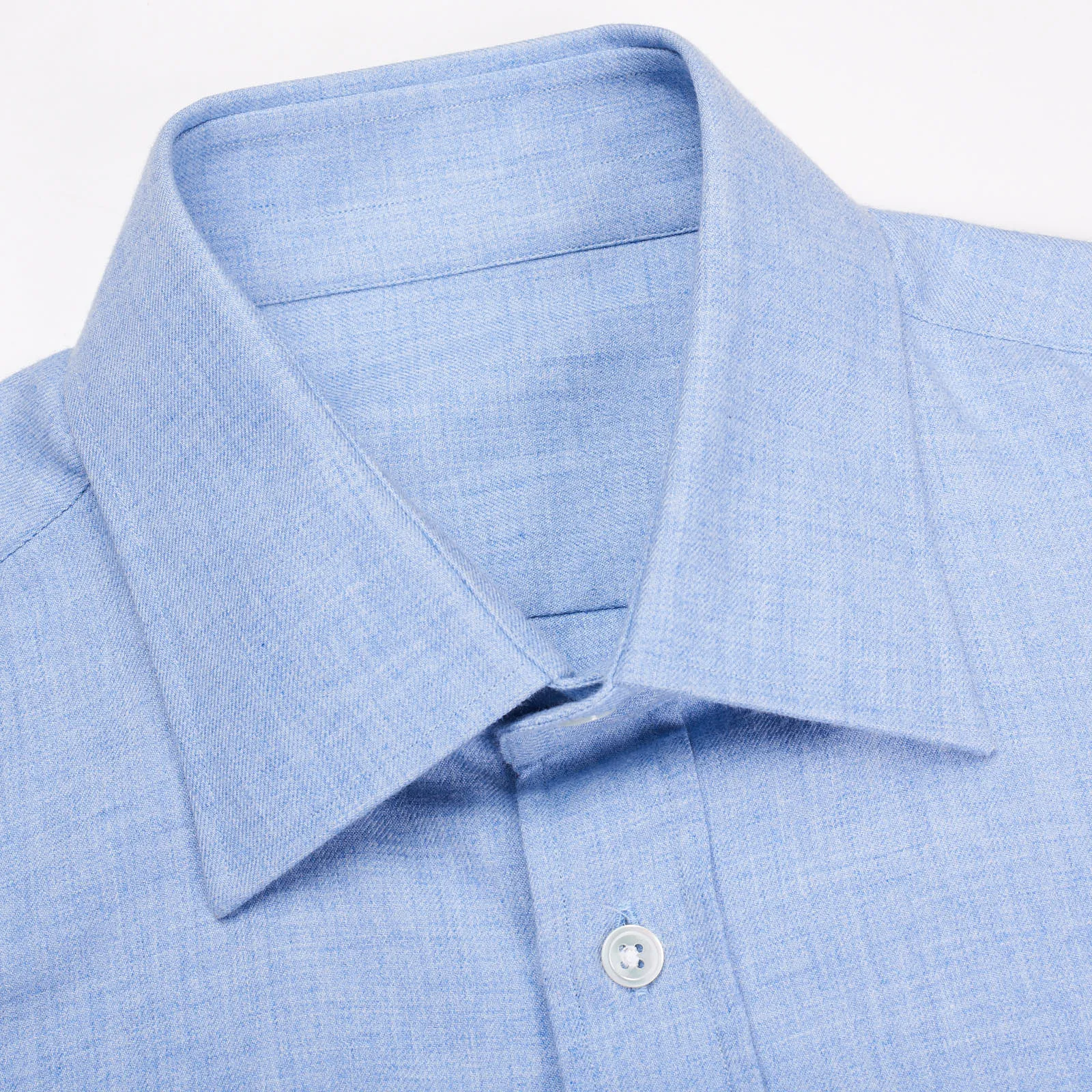 ANDERSON & SHEPPARD Blue Cashmere-Cotton Dress Shirt EU 41 US 16