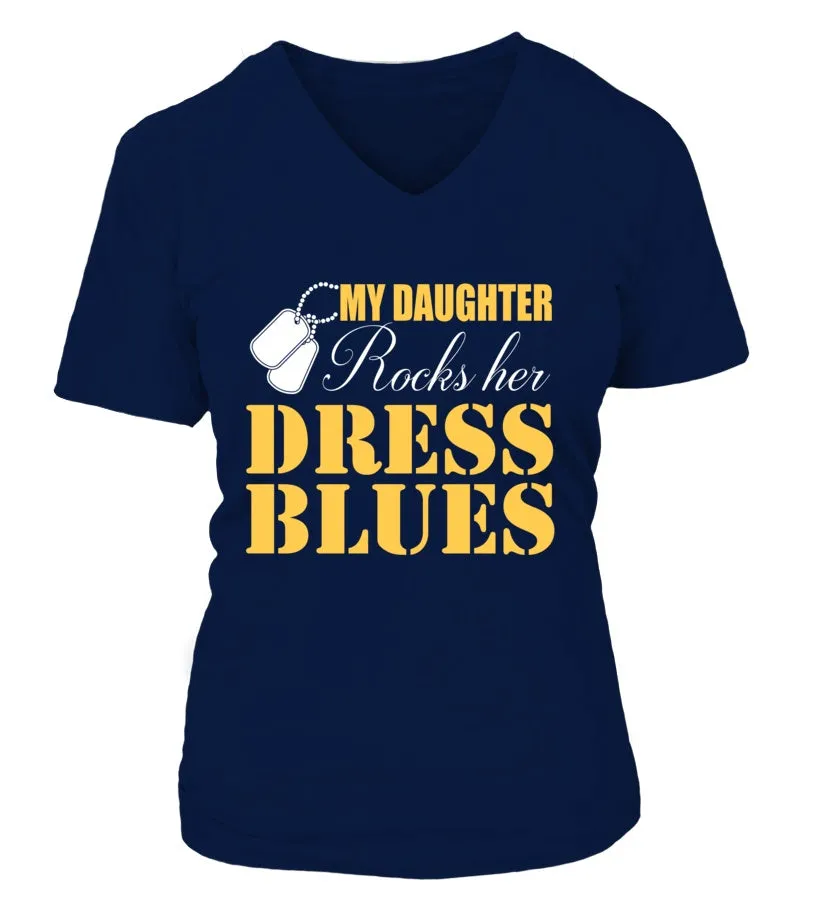 Army Mom Daughter Rocks Dress Blues T-shirts