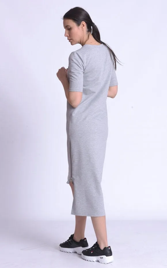 Asymmetric T-Shirt Gray Dress