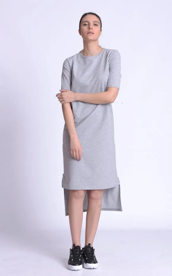 Asymmetric T-Shirt Gray Dress