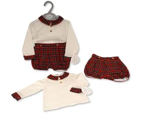 Baby Boys 2 pcs Tartan Romper Set - (12-24 Months) (PK6) Bis-2020-2544a