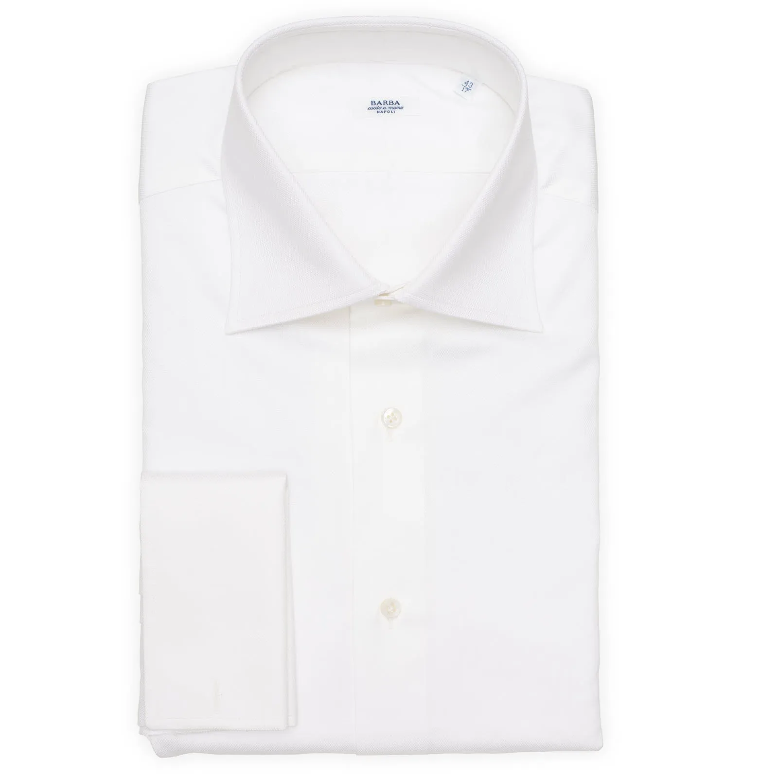 BARBA Napoli Handmade White Oxford Cotton French Cuff Dress Shirt EU 43 NEW US 17