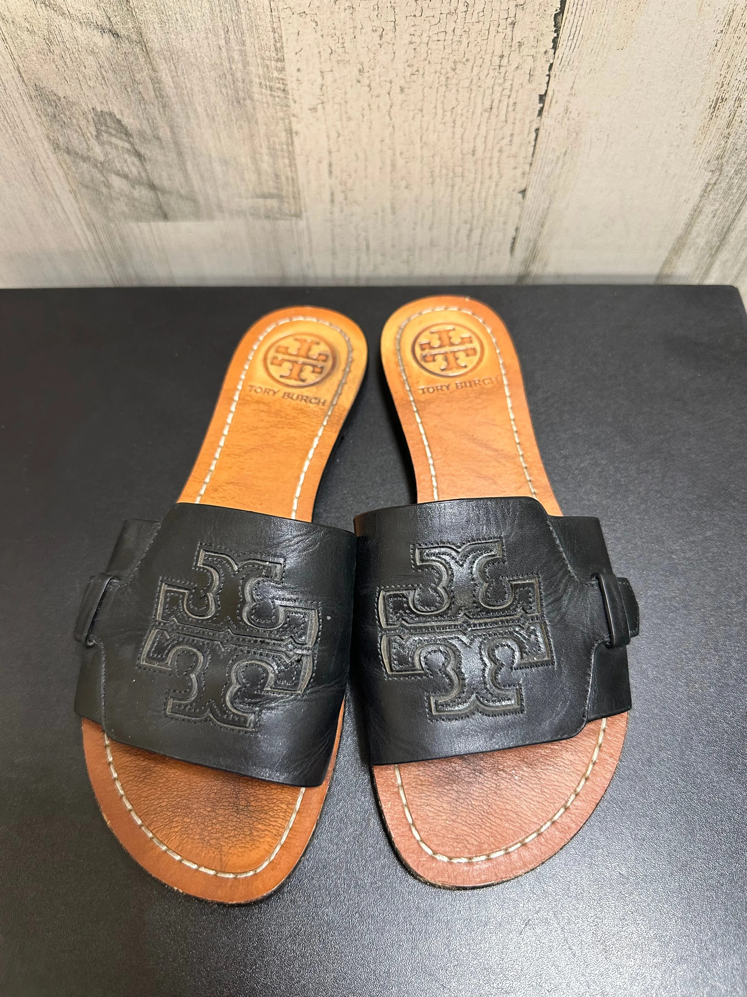 Black Sandals Flats Tory Burch, Size 6.5