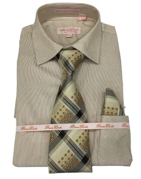 Bruno Conte Regular Fit Dress Shirt Combo - Beige