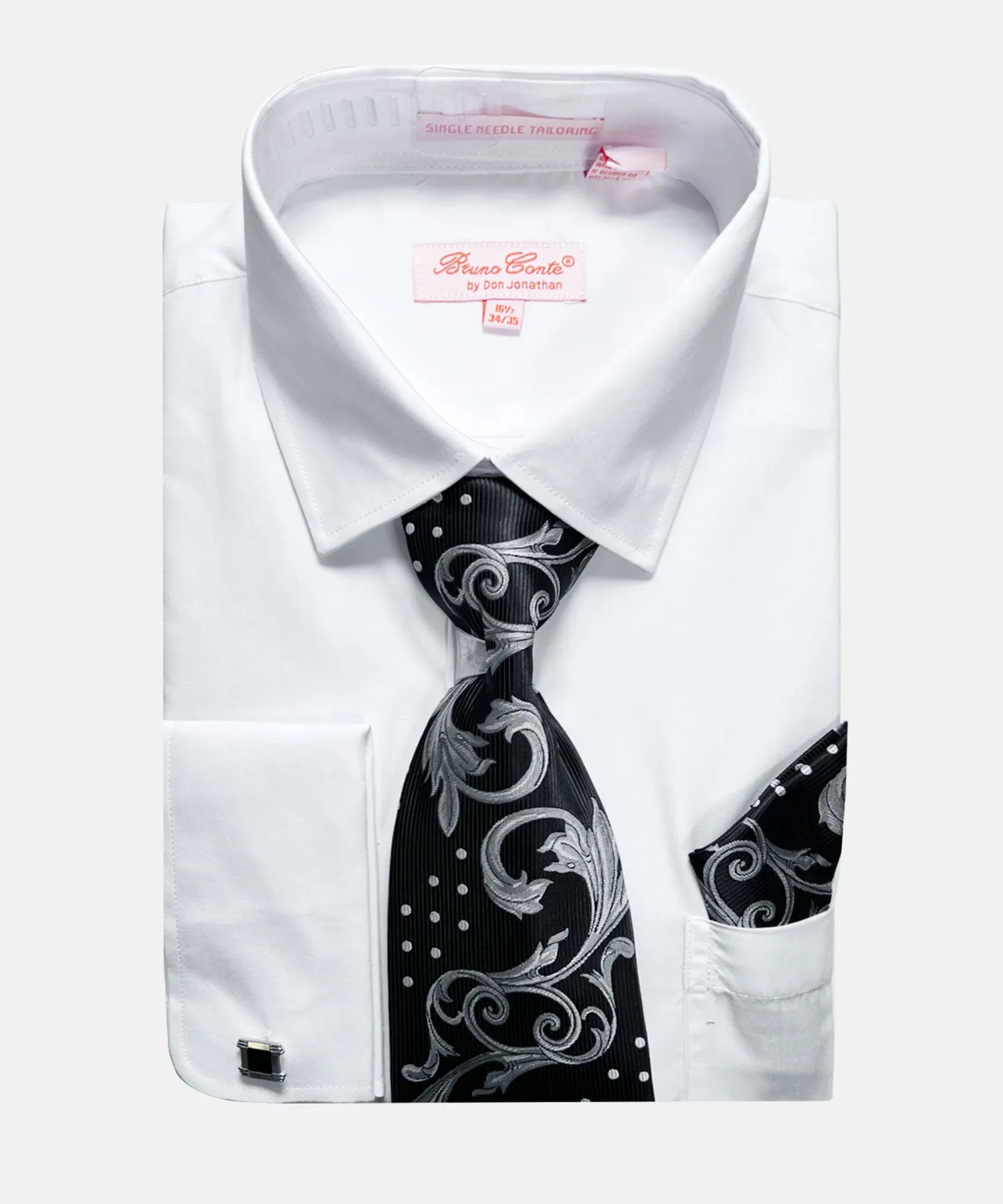 Bruno Conte Solid Regular Fit Dress Shirt Combo - White