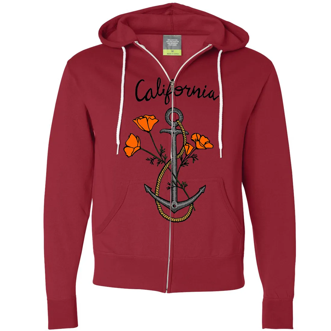 California Anchor Poppies Zip-Up Hoodie