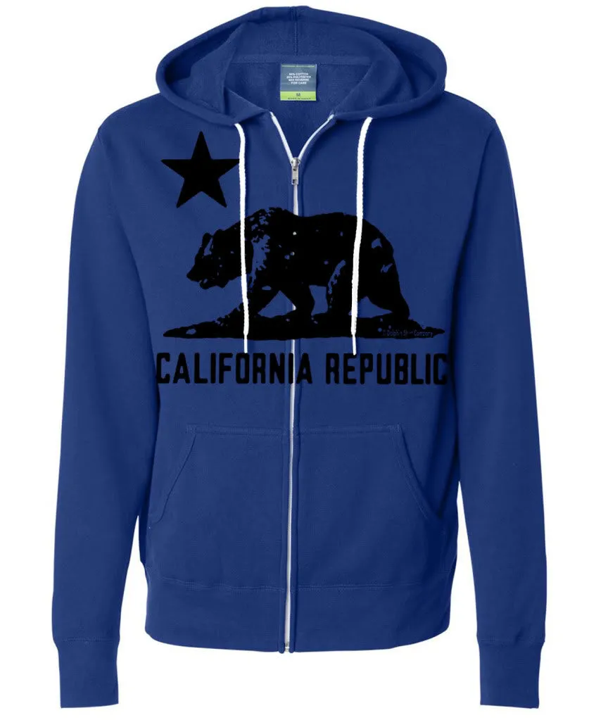 California Flag Black Silhouette Zip-up Hoodie Asst Colors