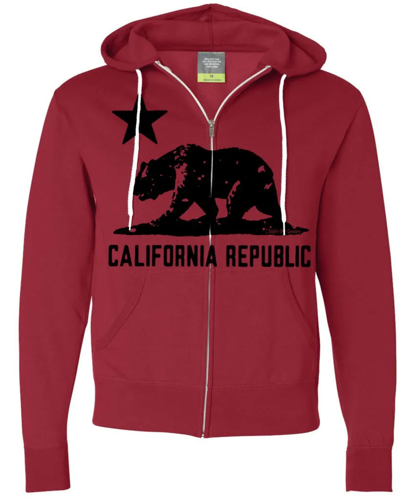 California Flag Black Silhouette Zip-up Hoodie Asst Colors