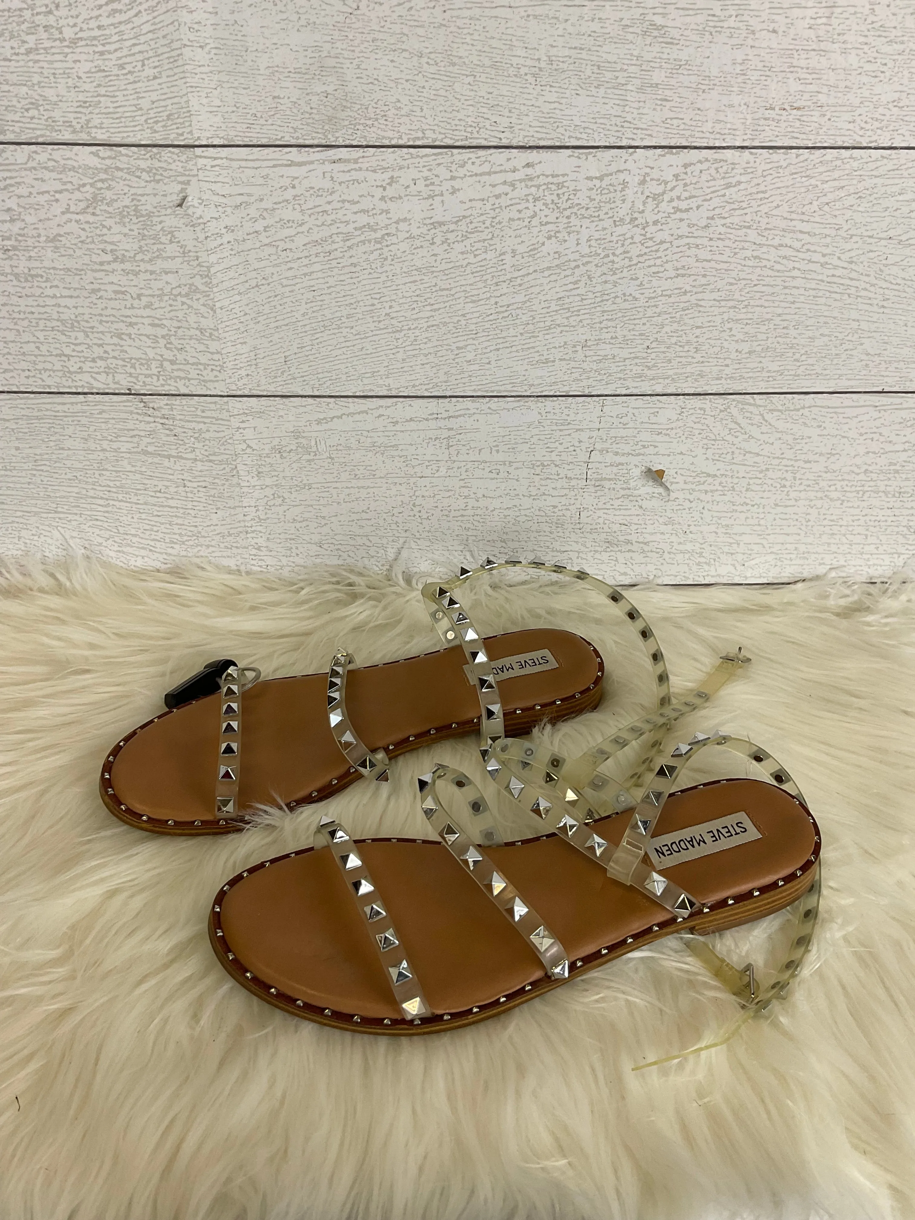 Clear Sandals Flats Steve Madden, Size 10