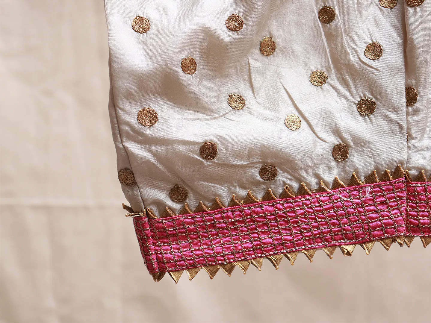 Creamy Pink, silk, Hand Embroidery blouse