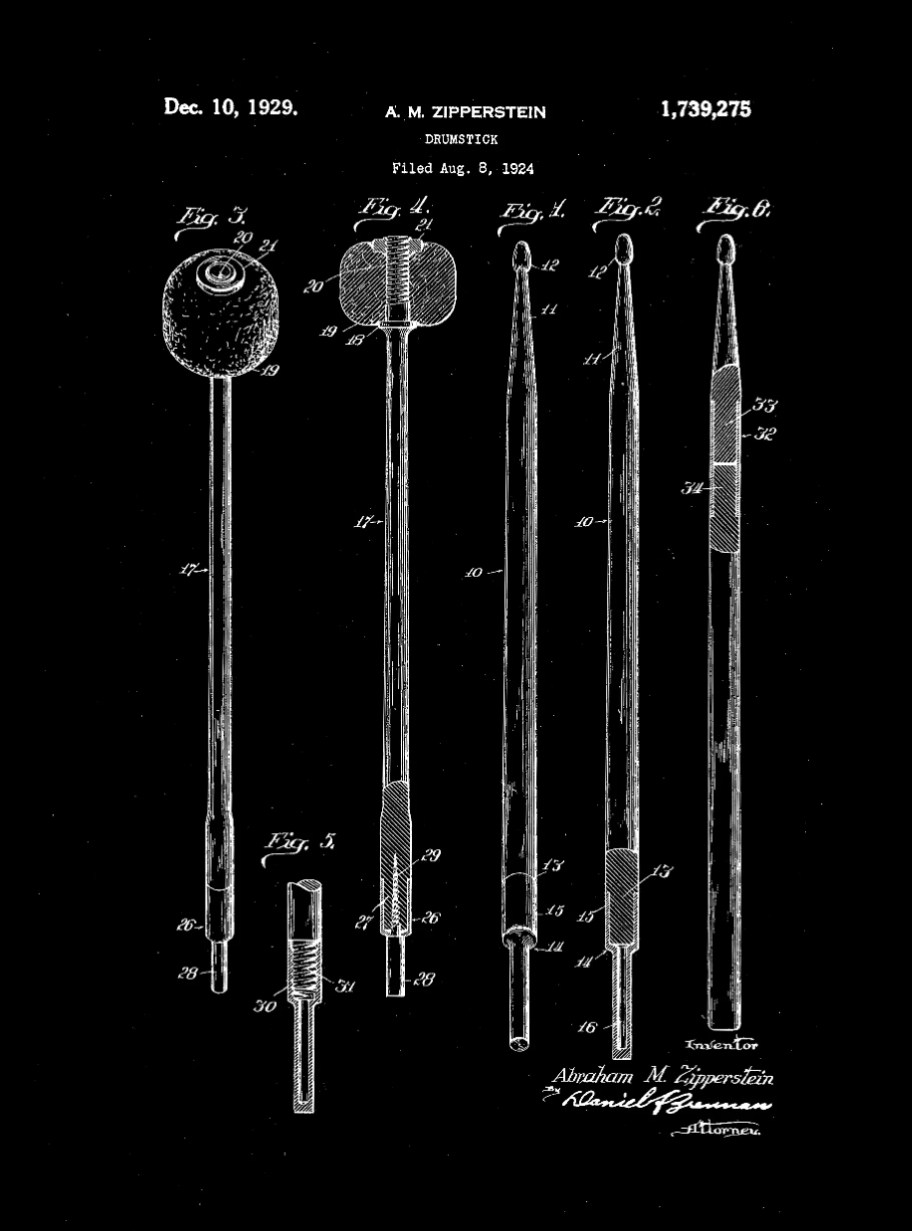 Drumstick Patent Print Art on Canvas