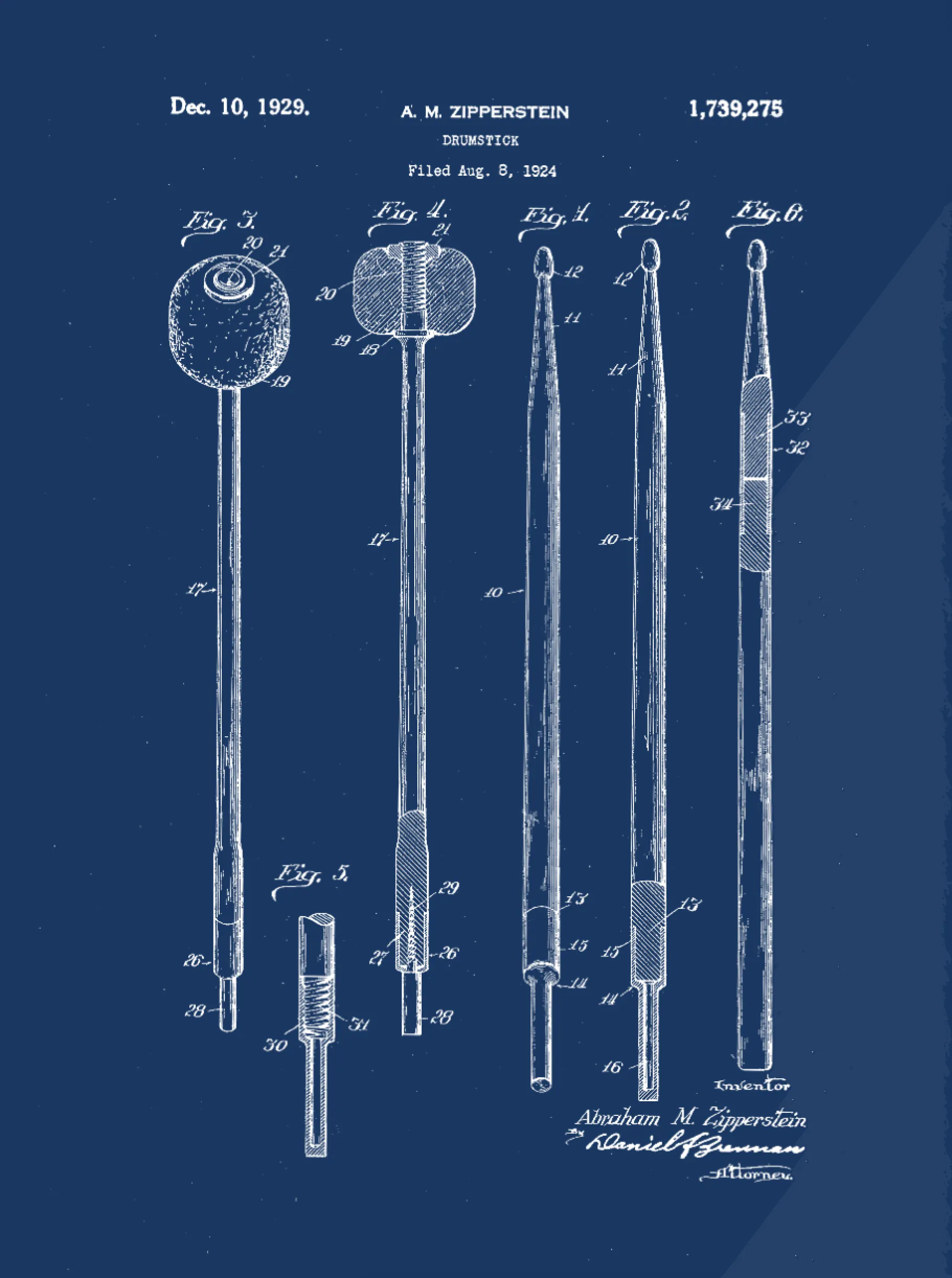 Drumstick Patent Print Art on Canvas