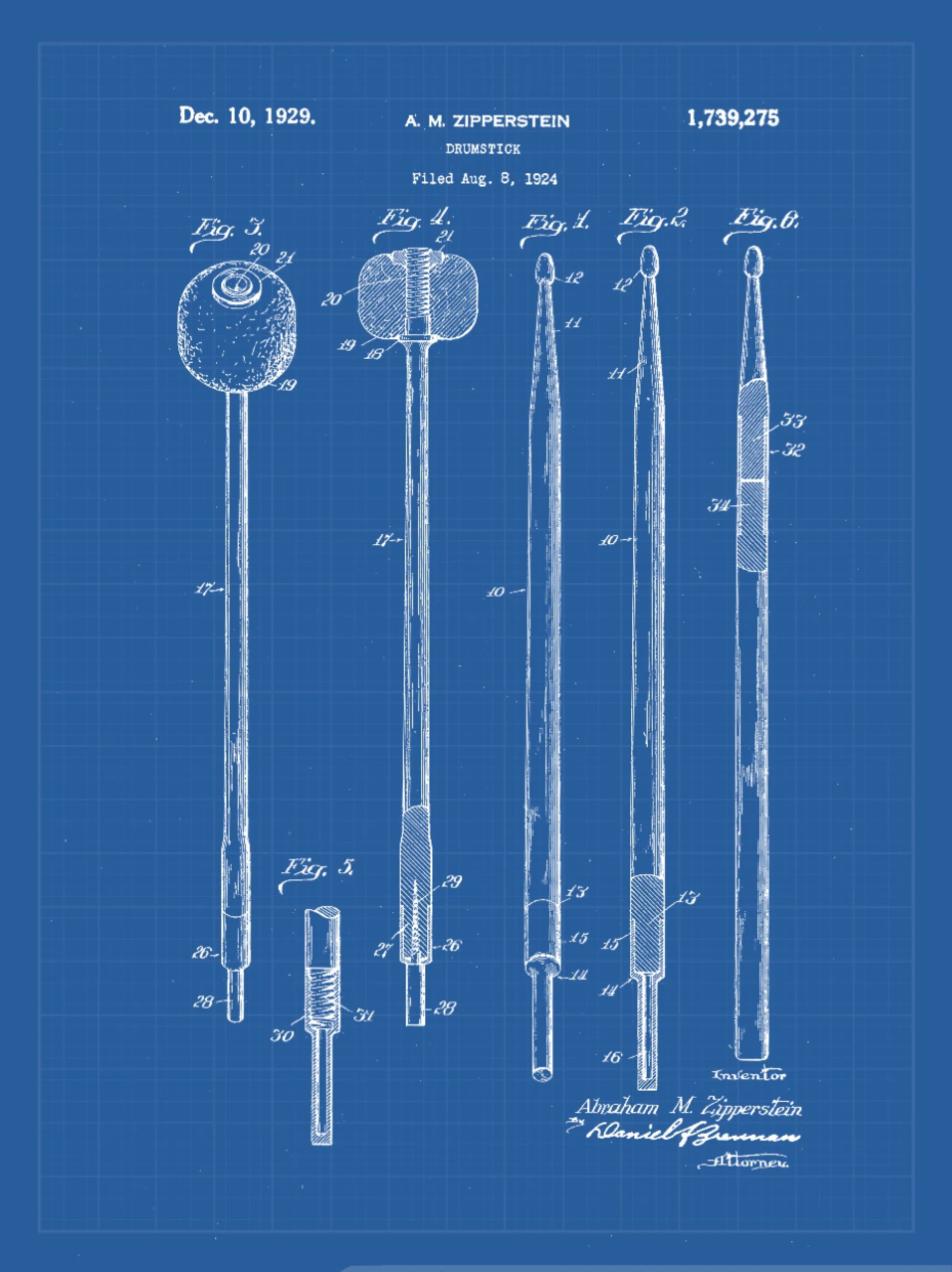 Drumstick Patent Print Art on Canvas