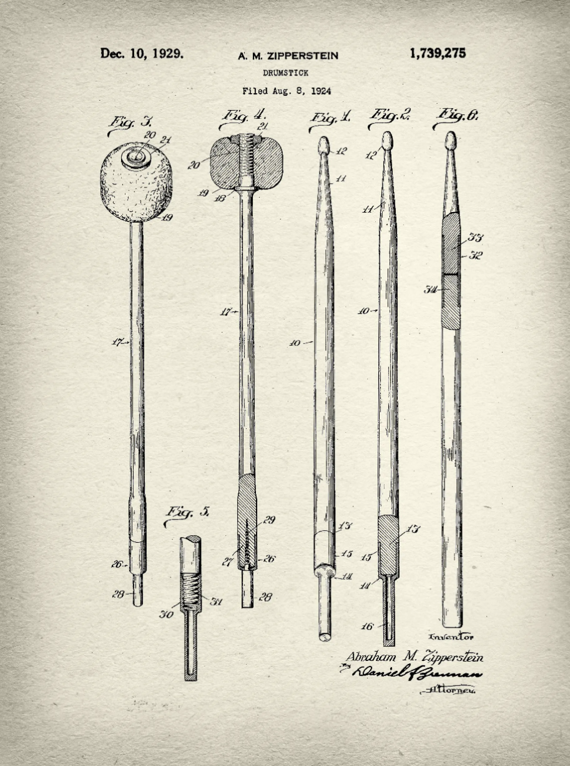 Drumstick Patent Print Art on Canvas