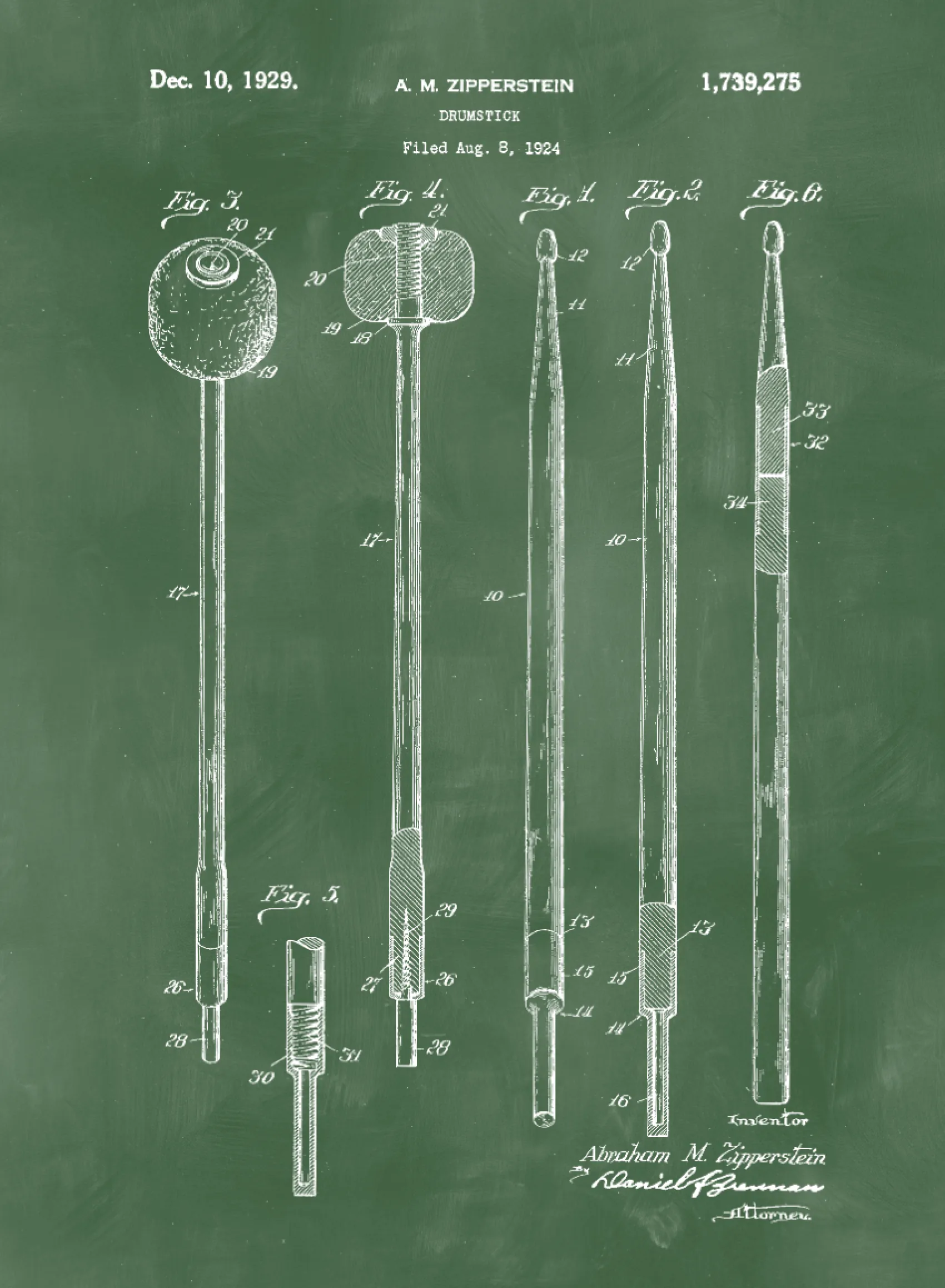 Drumstick Patent Print Art on Canvas