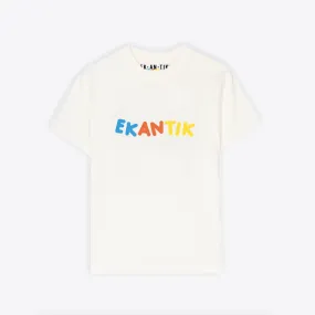 EKANTIK Multicolour Logo Print round neck T-Shirt