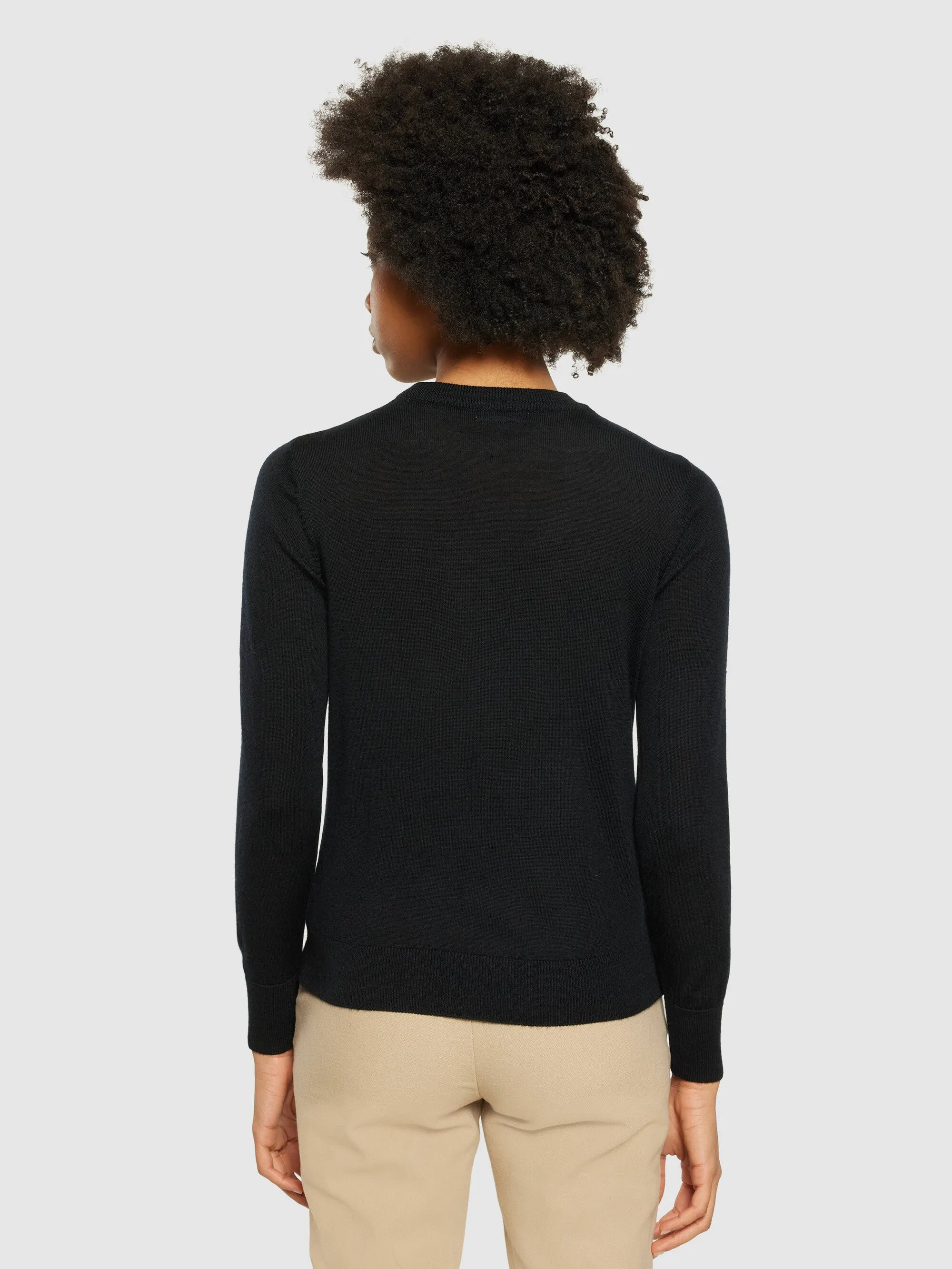 Fine merino crew neck - RWS - Black Jet