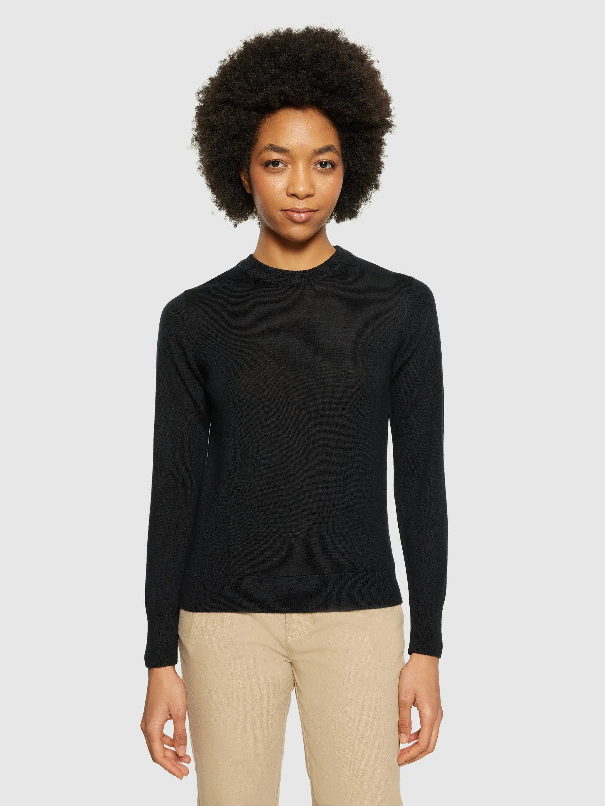 Fine merino crew neck - RWS - Black Jet